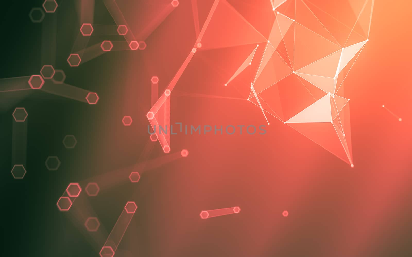 Abstract polygonal space low poly dark background with connecting dots and lines. Connection structure. 3d rendering