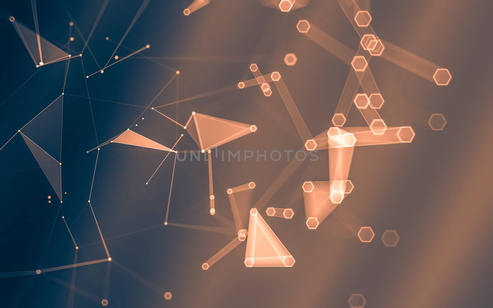 Abstract polygonal space low poly dark background, 3d rendering by teerawit