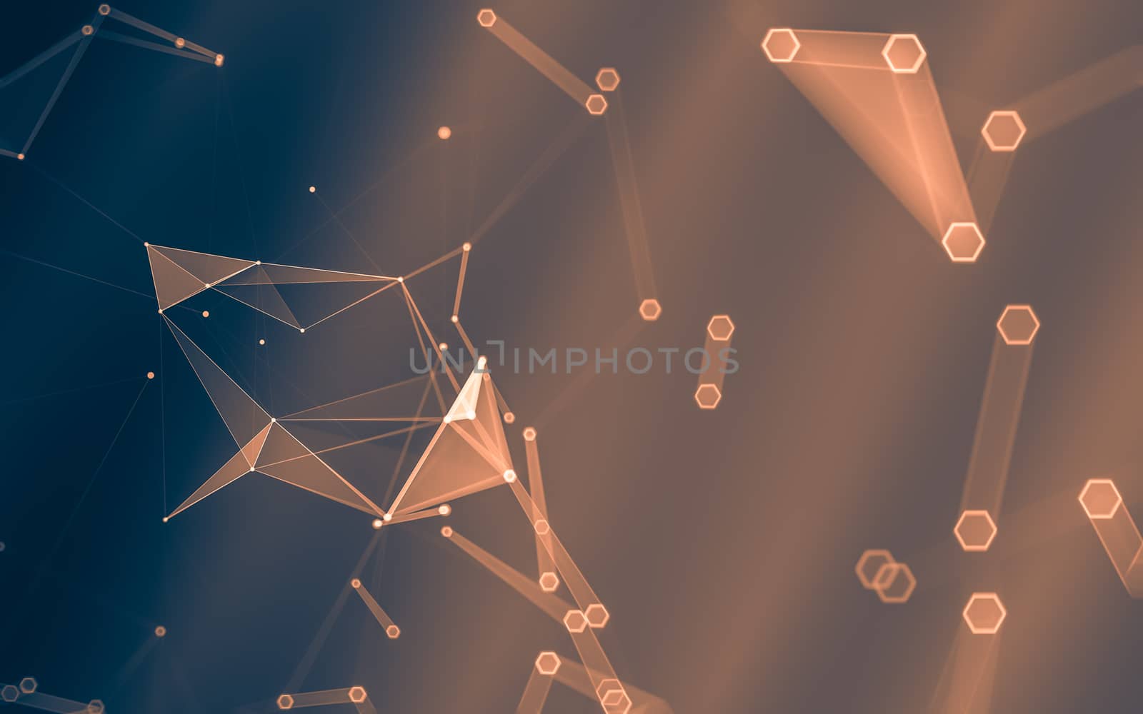 Abstract polygonal space low poly dark background with connecting dots and lines. Connection structure. 3d rendering