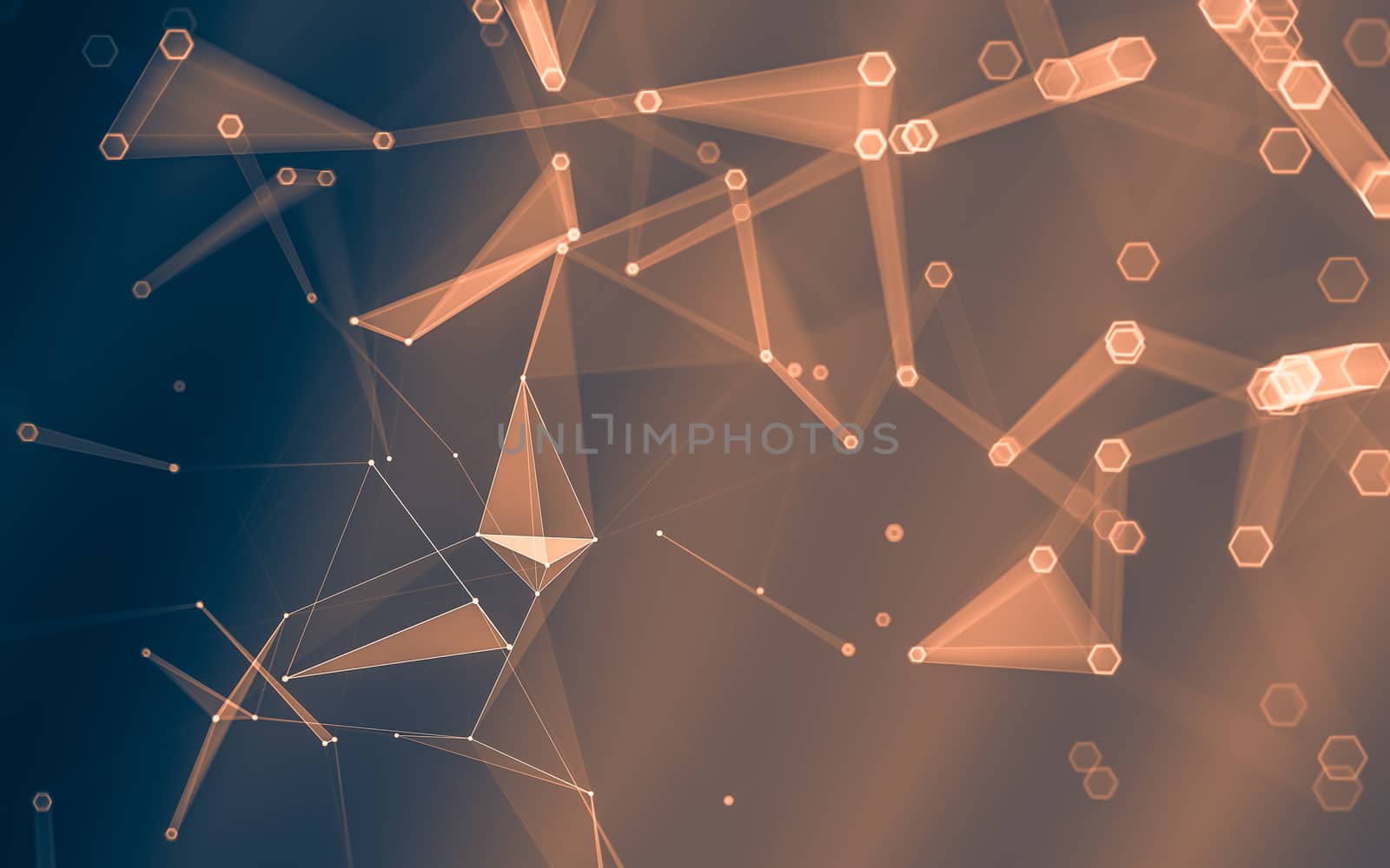 Abstract polygonal space low poly dark background, 3d rendering by teerawit