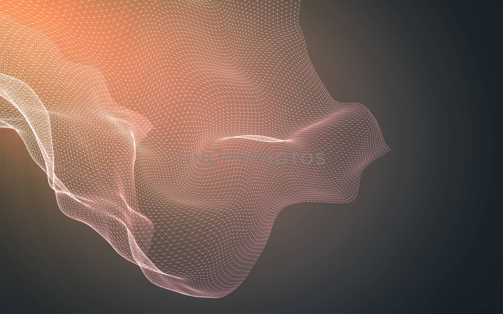 Abstract polygonal space low poly dark background, 3d rendering by teerawit