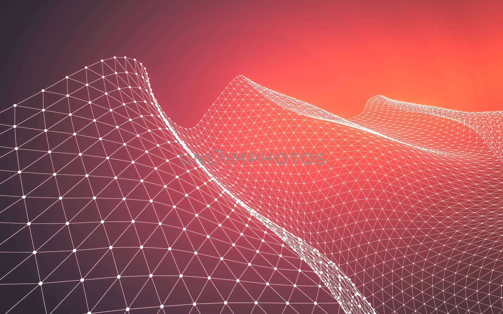 Abstract polygonal space low poly dark background with connecting dots and lines. Connection structure. 3d rendering