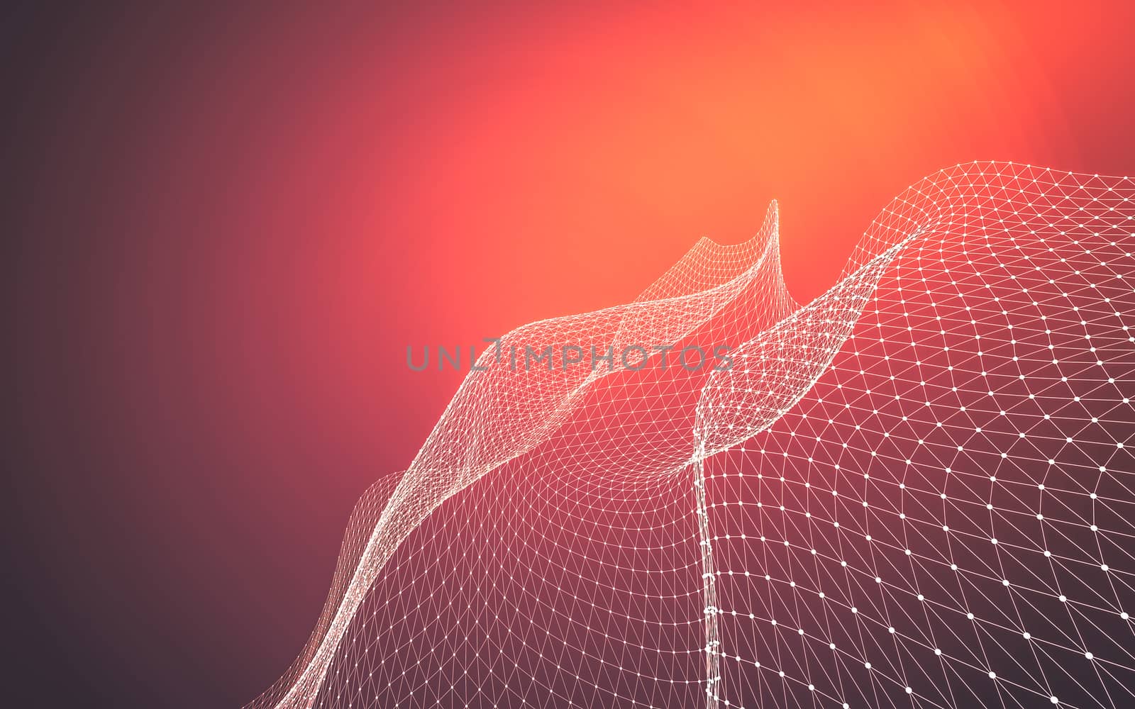 Abstract polygonal space low poly dark background, 3d rendering by teerawit