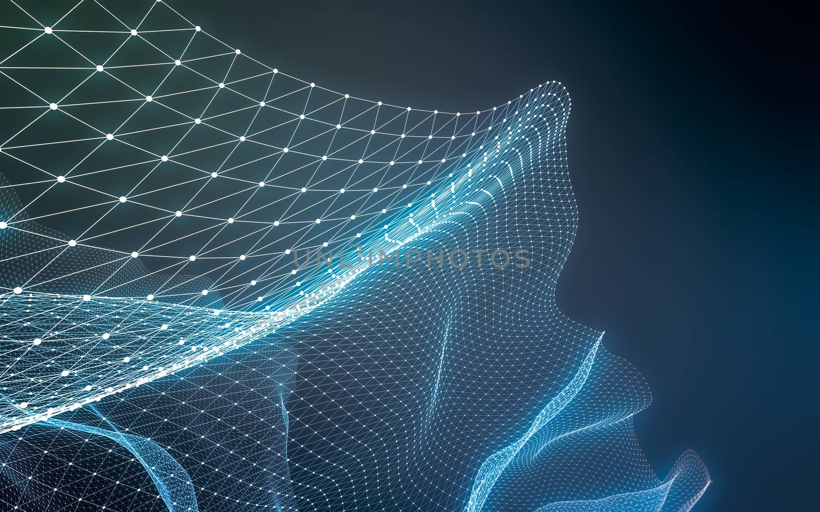 Abstract polygonal space low poly dark background with connecting dots and lines. Connection structure. 3d rendering