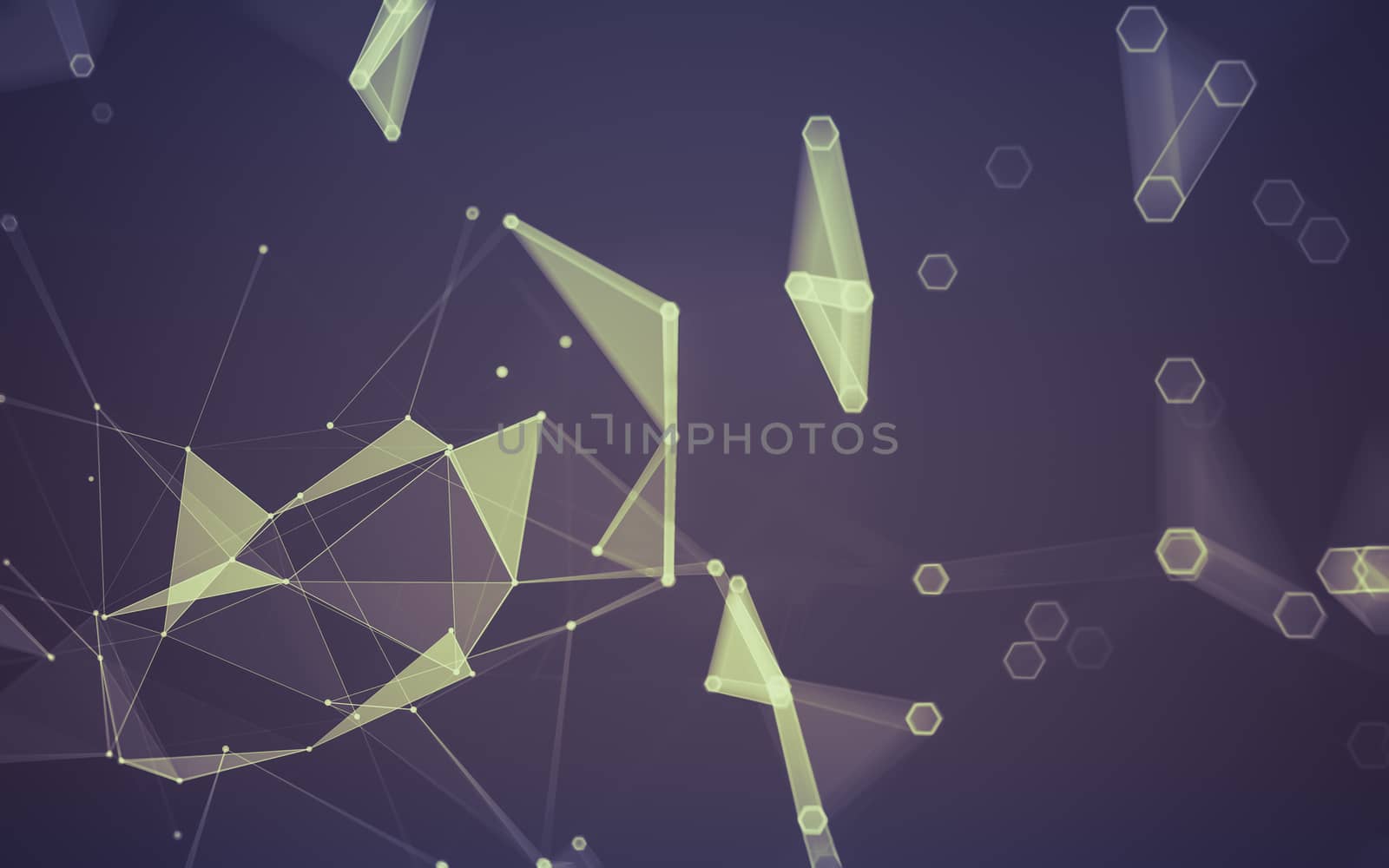 Abstract polygonal space low poly dark background, 3d rendering by teerawit