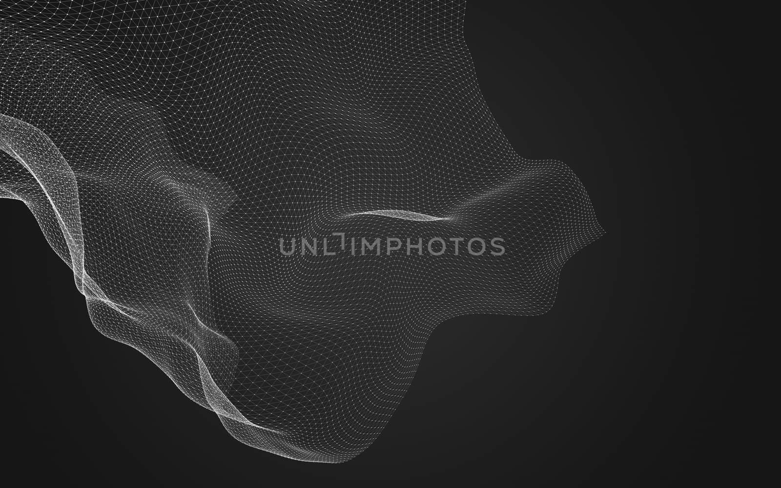 Abstract polygonal space low poly dark background with connecting dots and lines. Connection structure. 3d rendering