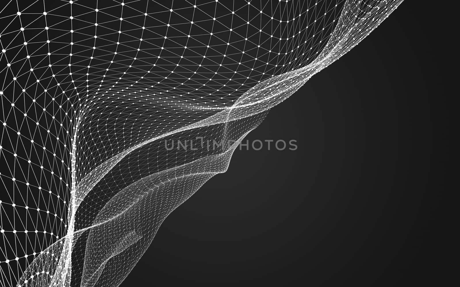 Abstract polygonal space low poly dark background with connecting dots and lines. Connection structure. 3d rendering