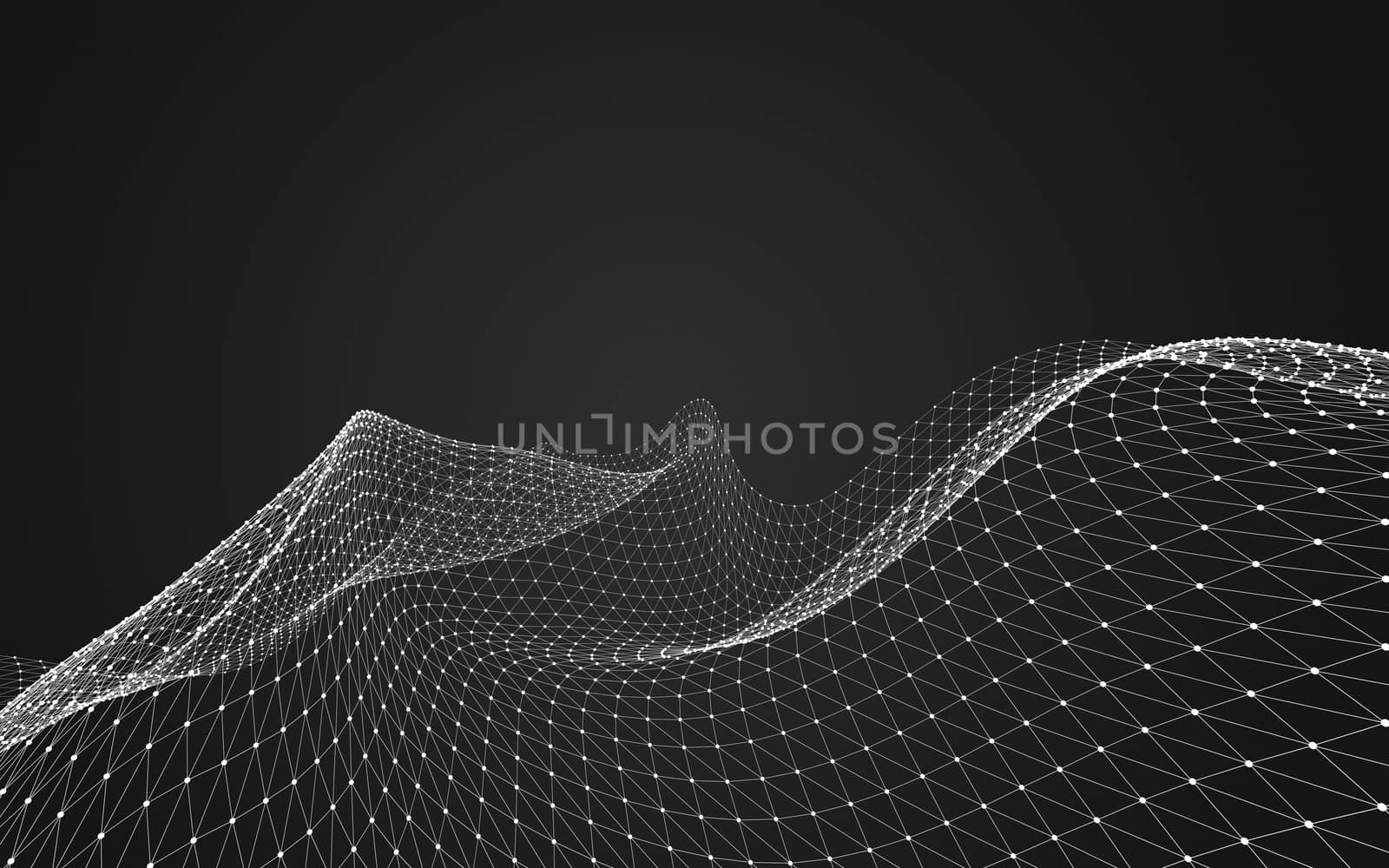 Abstract polygonal space low poly dark background, 3d rendering by teerawit