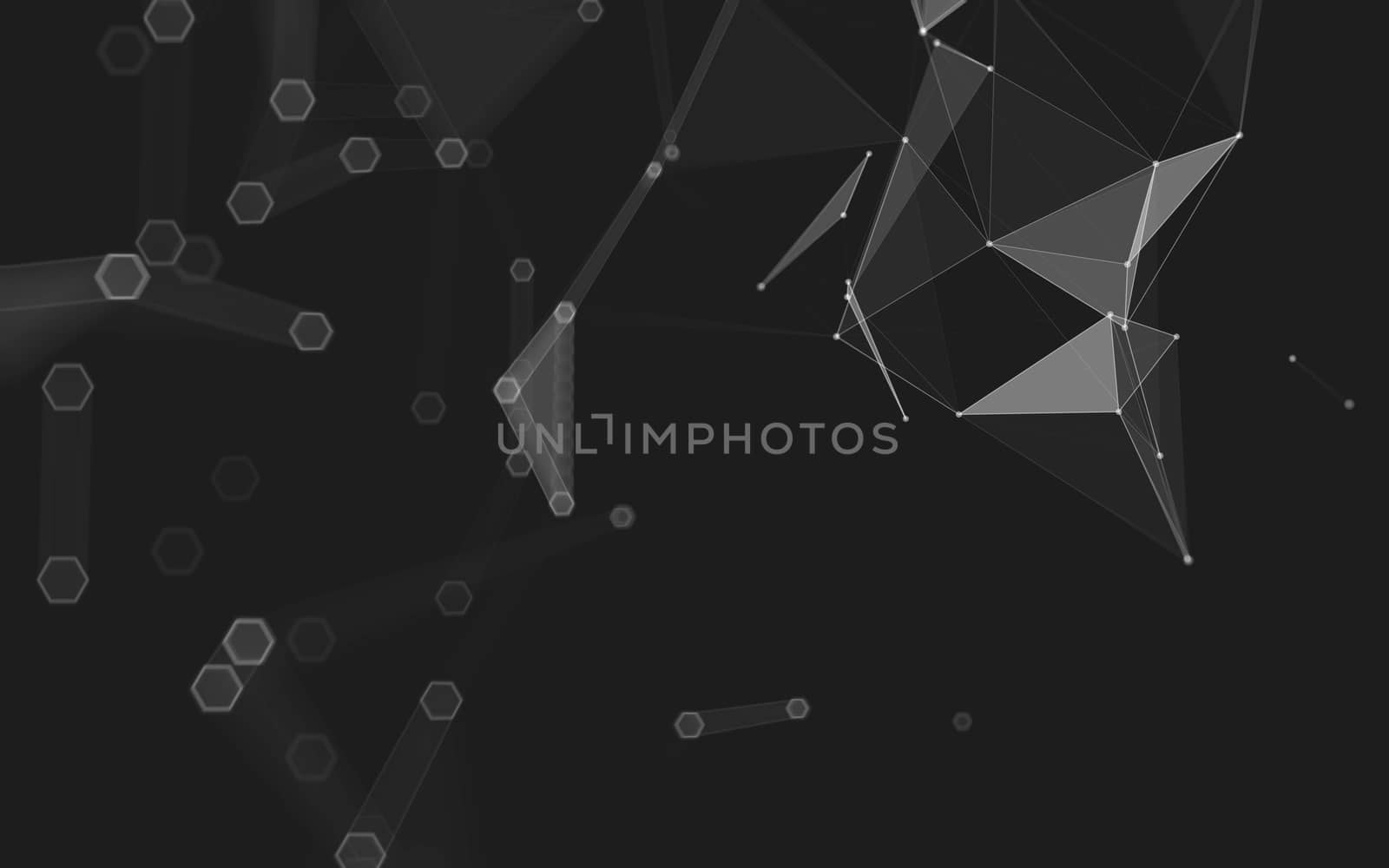 Abstract polygonal space low poly dark background with connecting dots and lines. Connection structure. 3d rendering