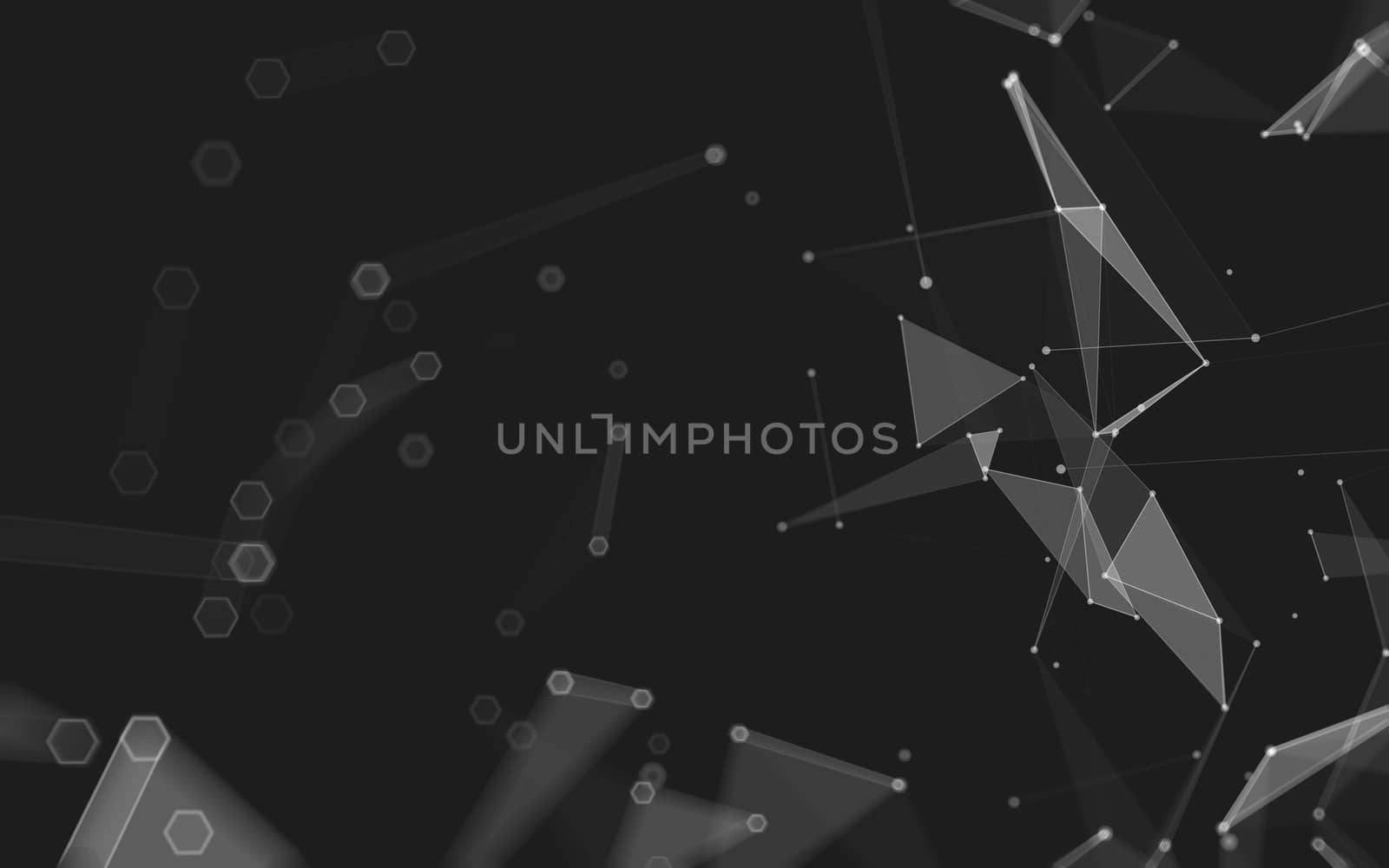 Abstract polygonal space low poly dark background with connecting dots and lines. Connection structure. 3d rendering