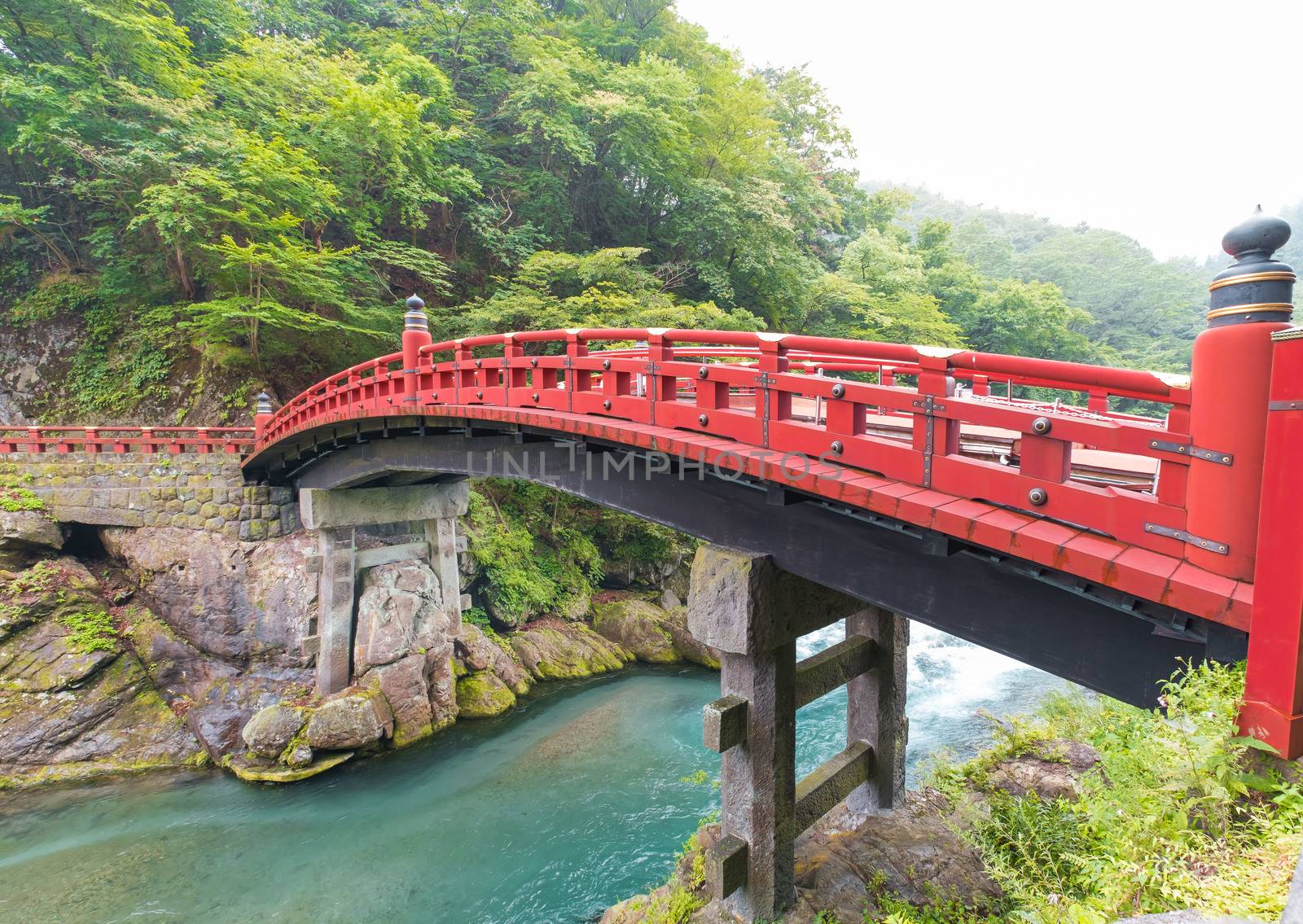 Shinkyo Bridge over the Daiwa River in Nikko Japan
