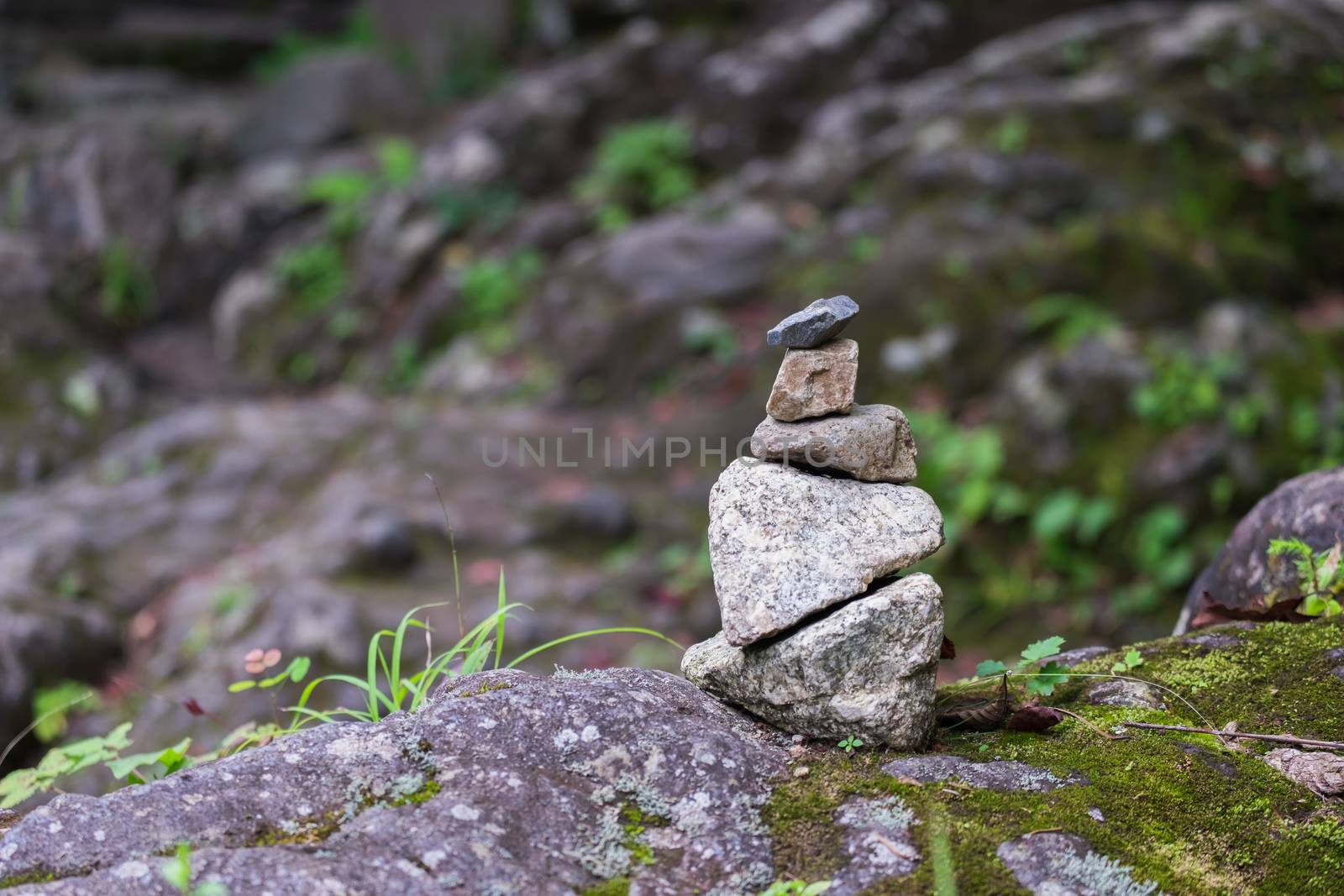 Stone at waterfall in nikko,Japan