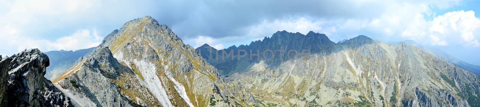 Panorama of the High Tatras from Predne Solisko peak.