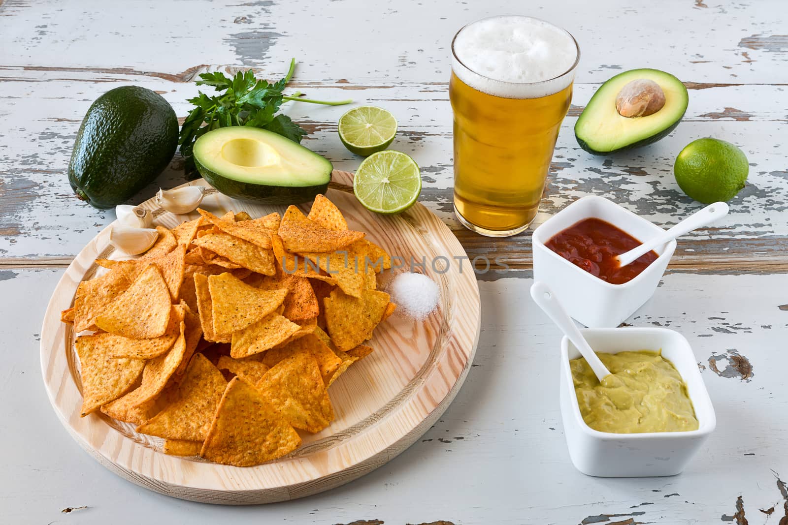Nachos with sauces beer and avocado by LuigiMorbidelli