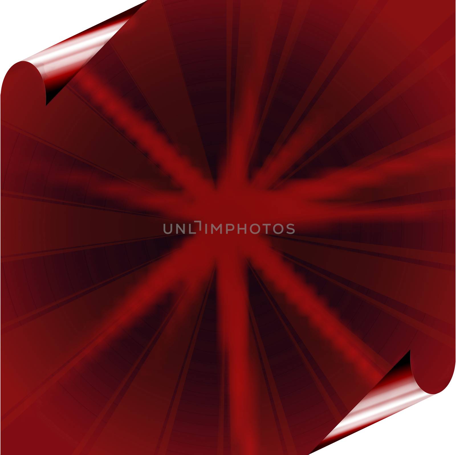 Red sheet of paper with a diamond pattern and curved corner.