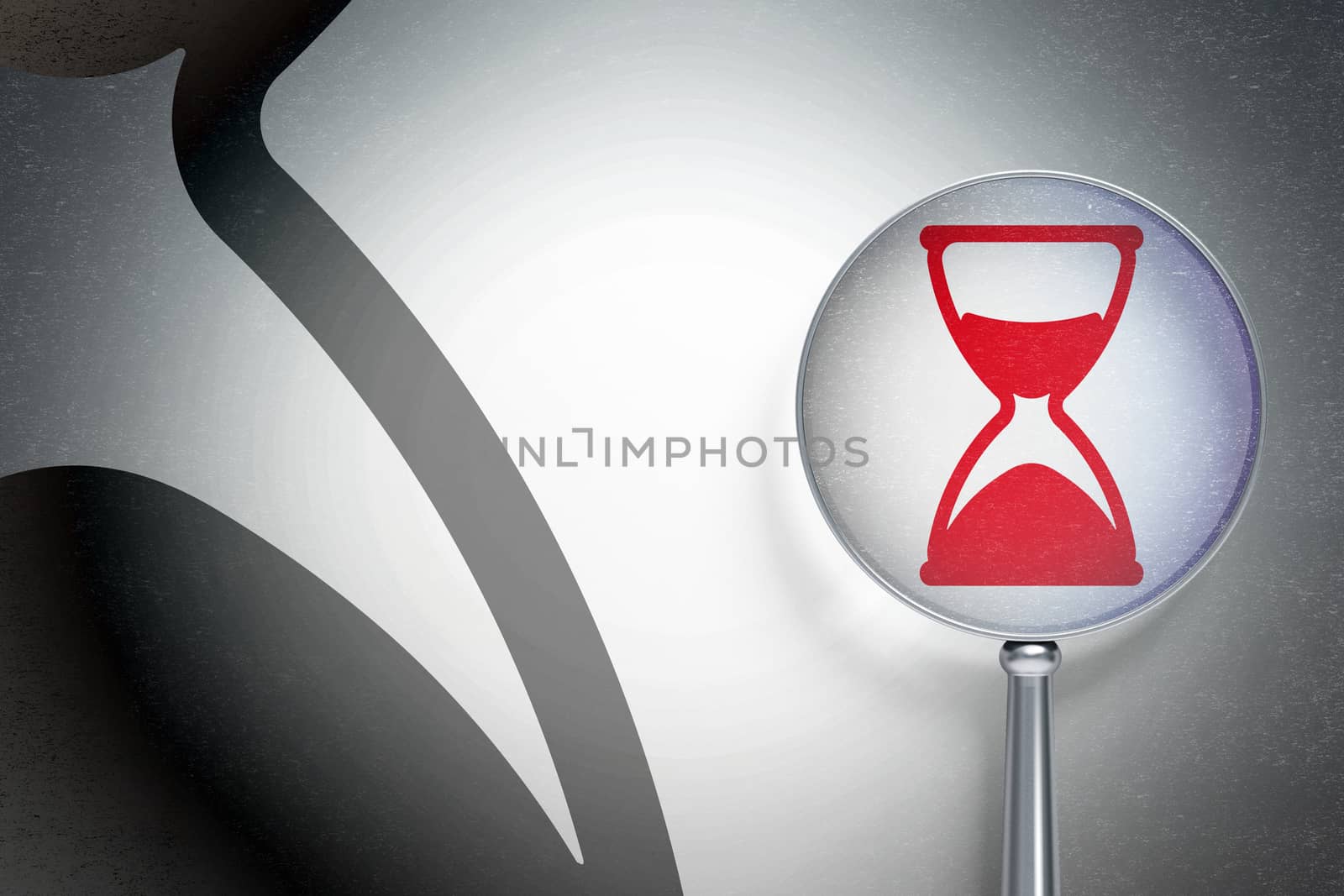 Timeline concept:  Hourglass with optical glass on digital background by maxkabakov