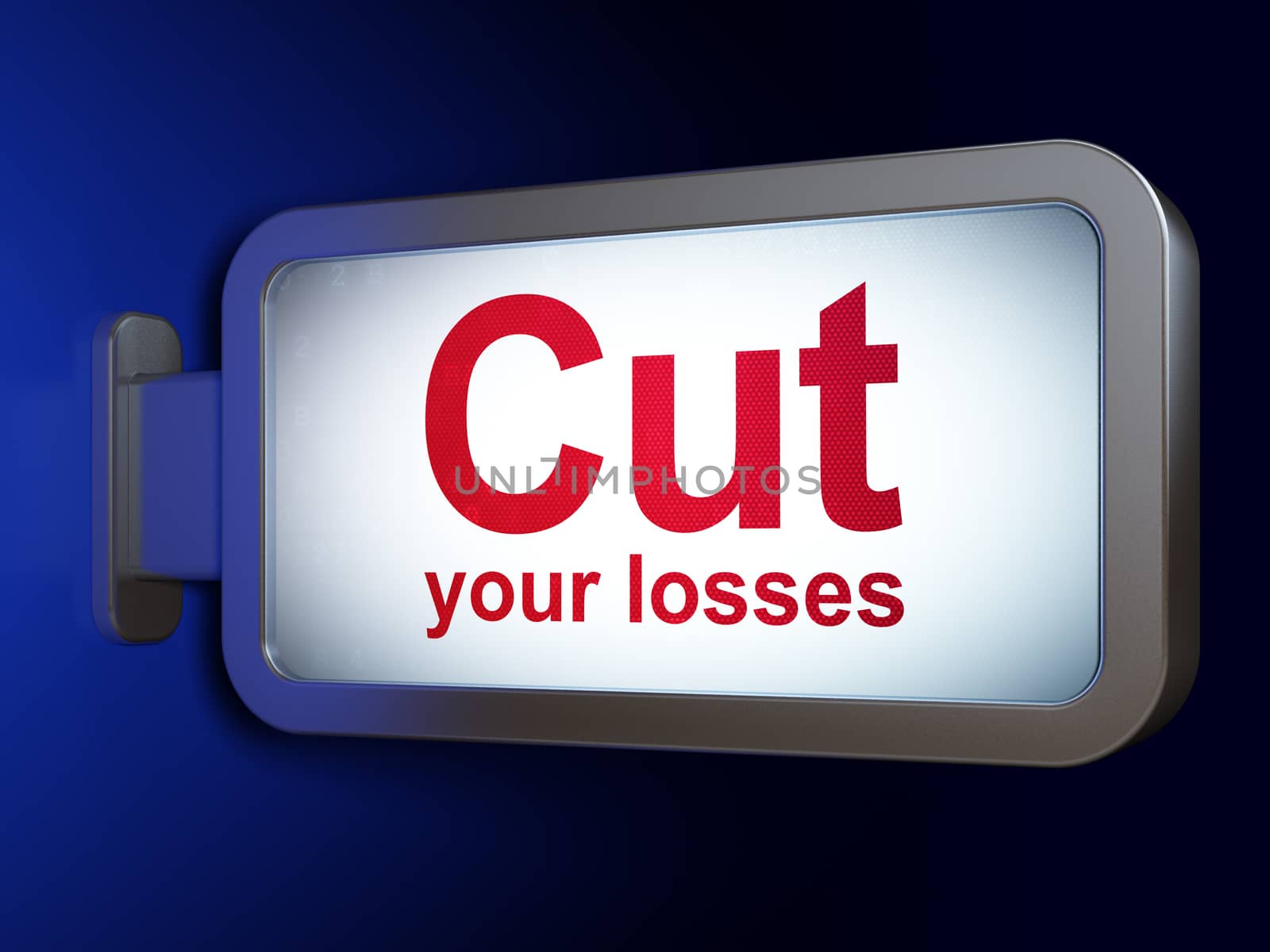 Finance concept: Cut Your losses on advertising billboard background, 3D rendering