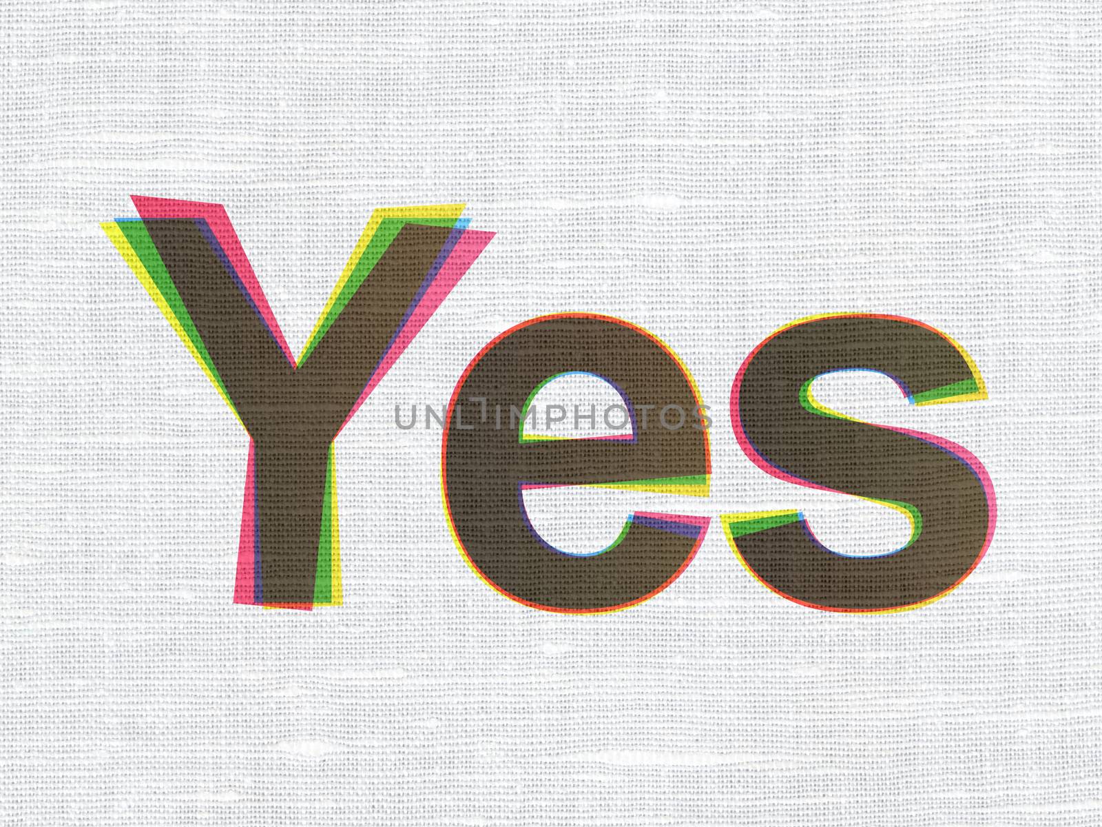 Business concept: CMYK Yes on linen fabric texture background