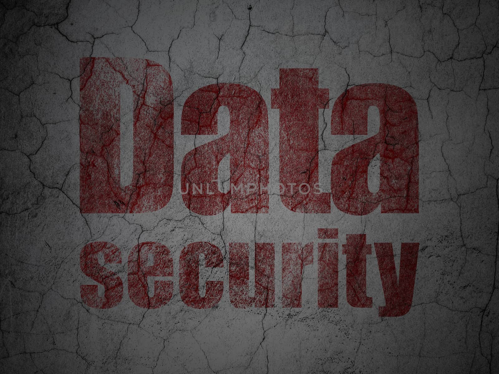 Safety concept: Red Data Security on grunge textured concrete wall background