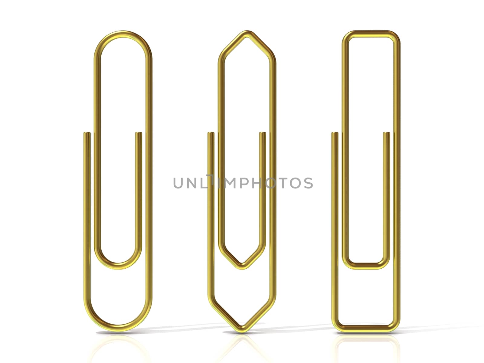 Paper clips. Three basic shapes. Brass by djmilic