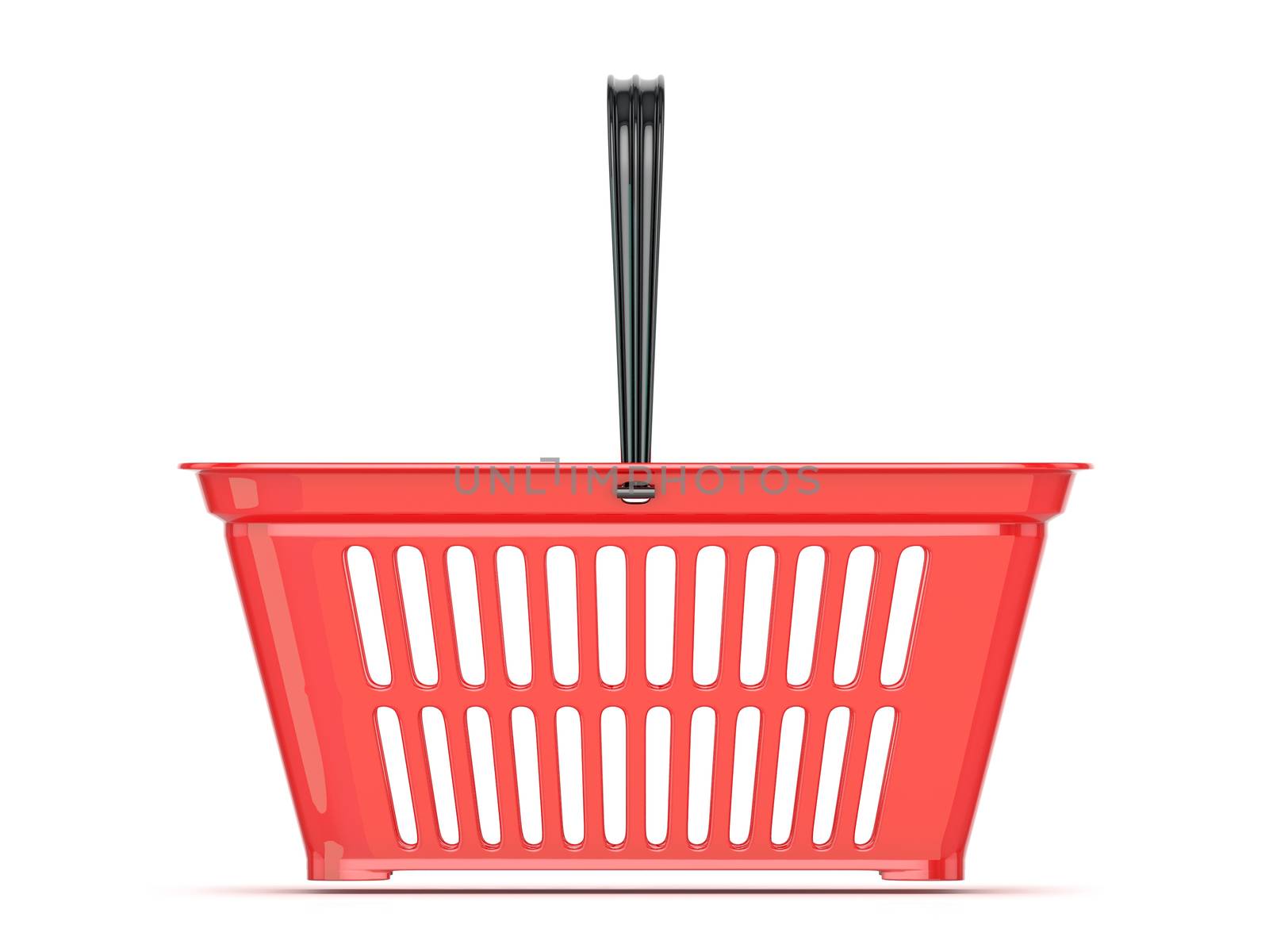 Red shopping basket. 3D rendered illustration. Front view