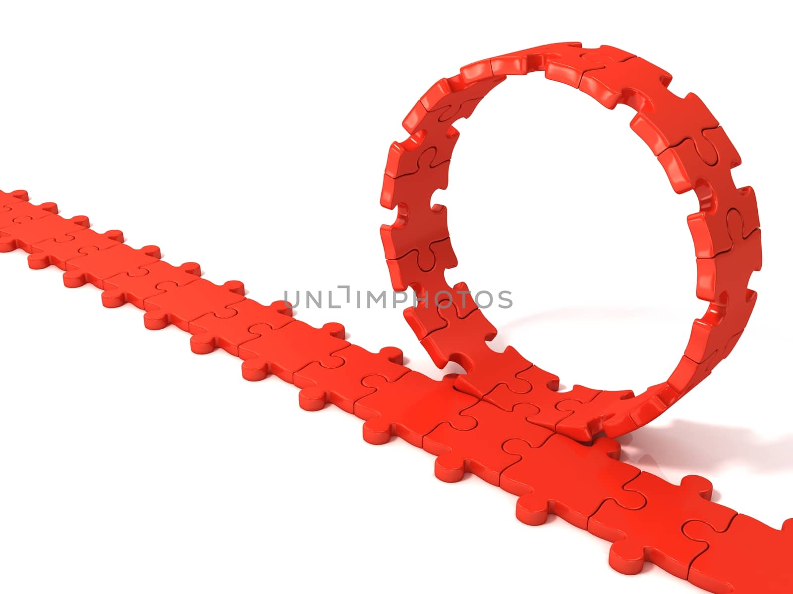 Red puzzle ring rotating over puzzle chain by djmilic