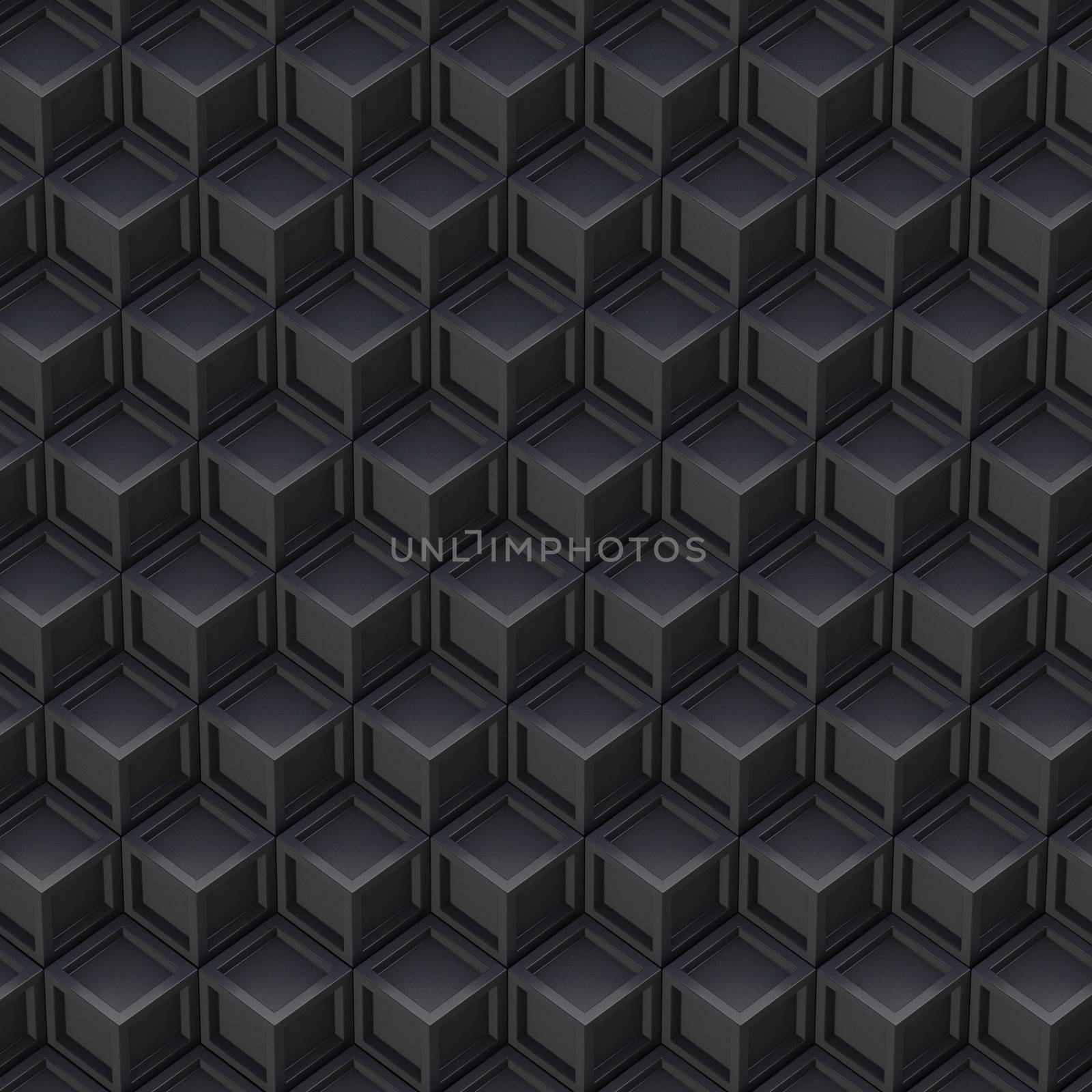 Black cube abstract background. 3D render illustration