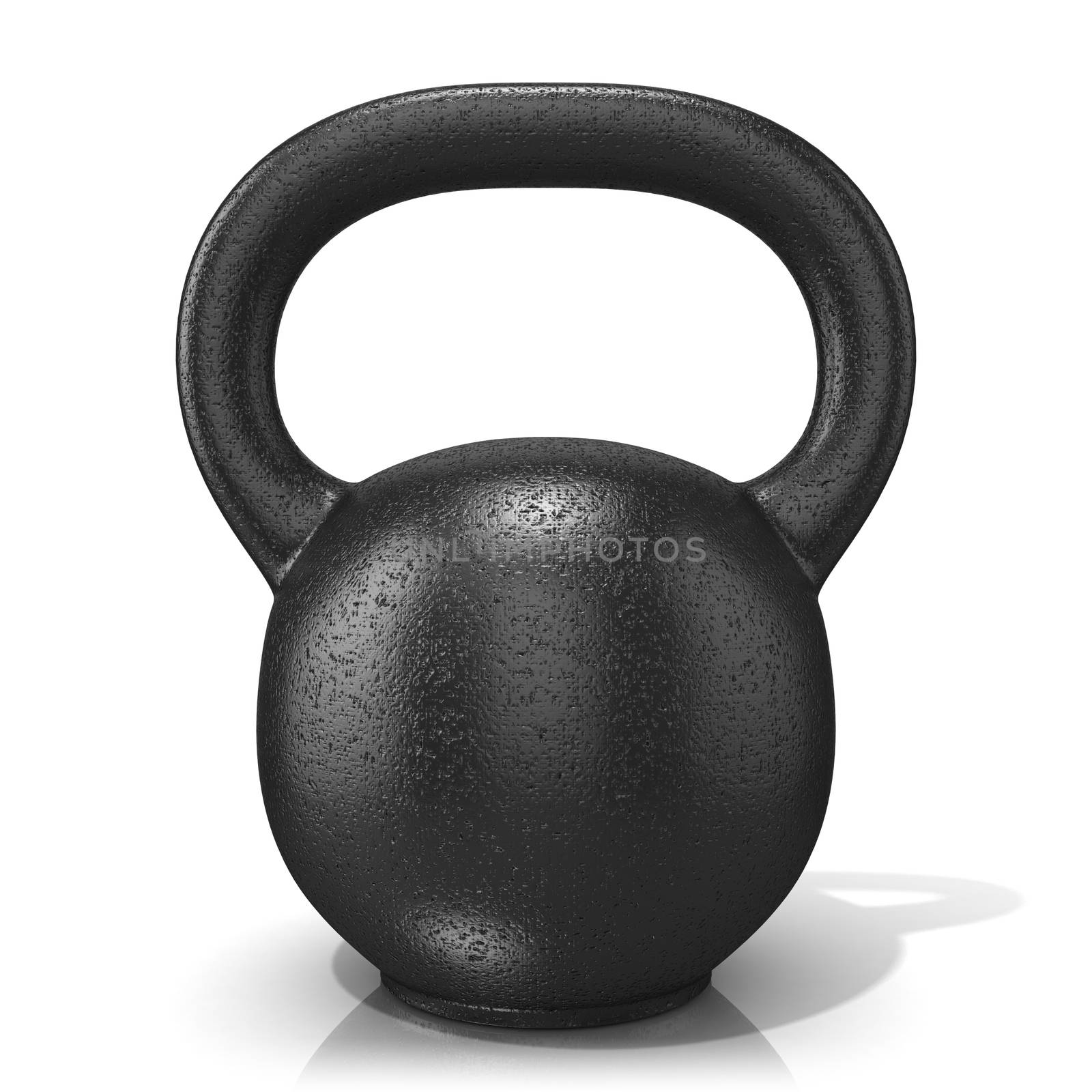 Rough cast iron kettle bell weight, isolated on a white background. 3D render illustration.