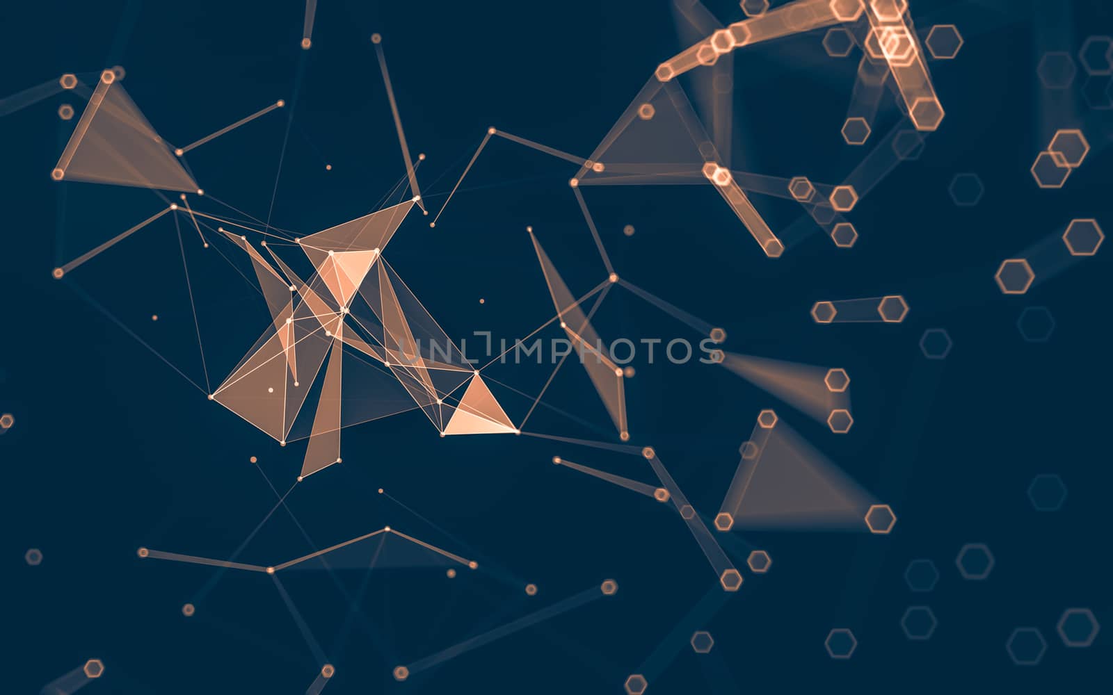 Abstract polygonal space low poly dark background, 3d rendering by teerawit