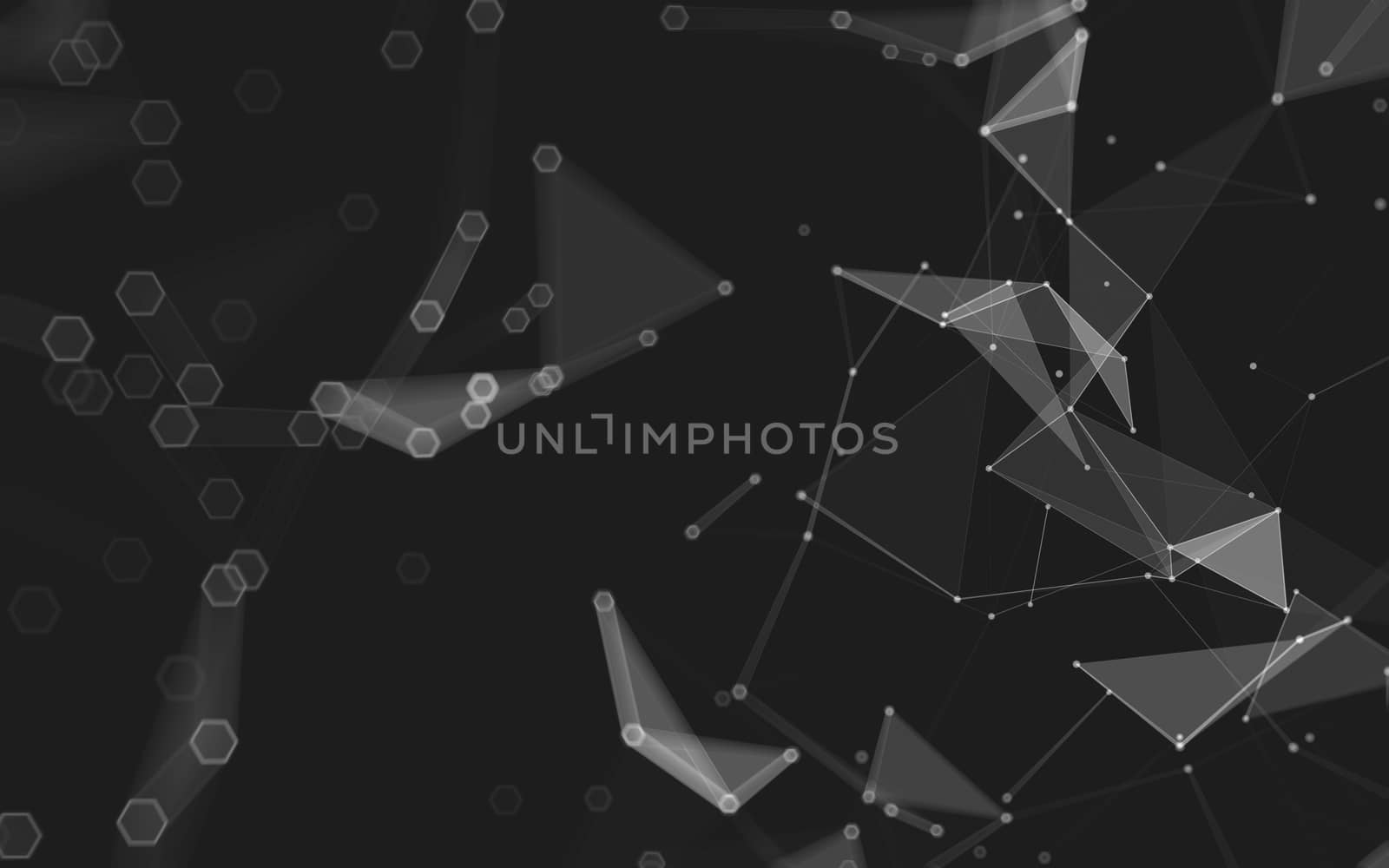 Abstract polygonal space low poly dark background, 3d rendering by teerawit