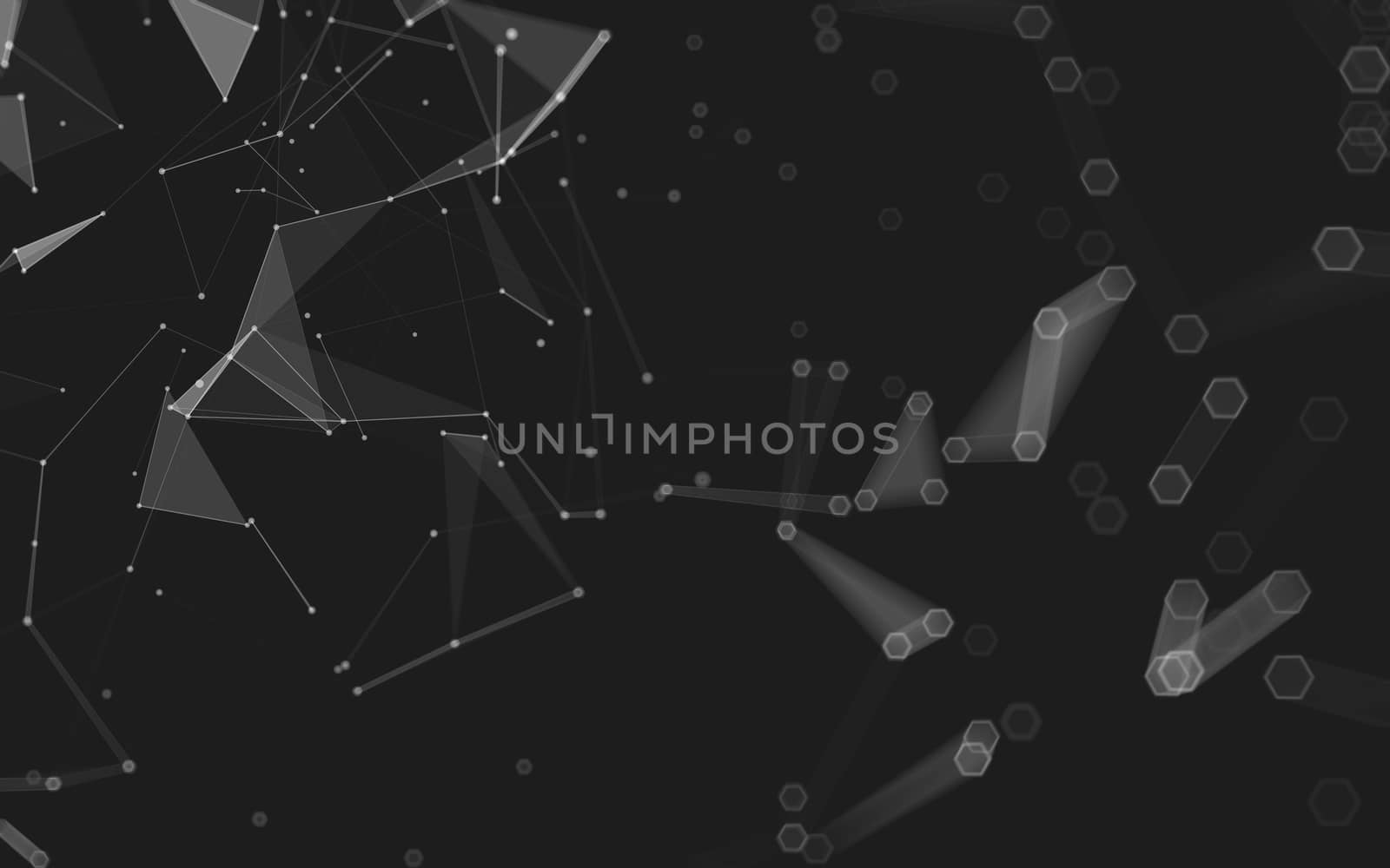 Abstract polygonal space low poly dark background, 3d rendering by teerawit