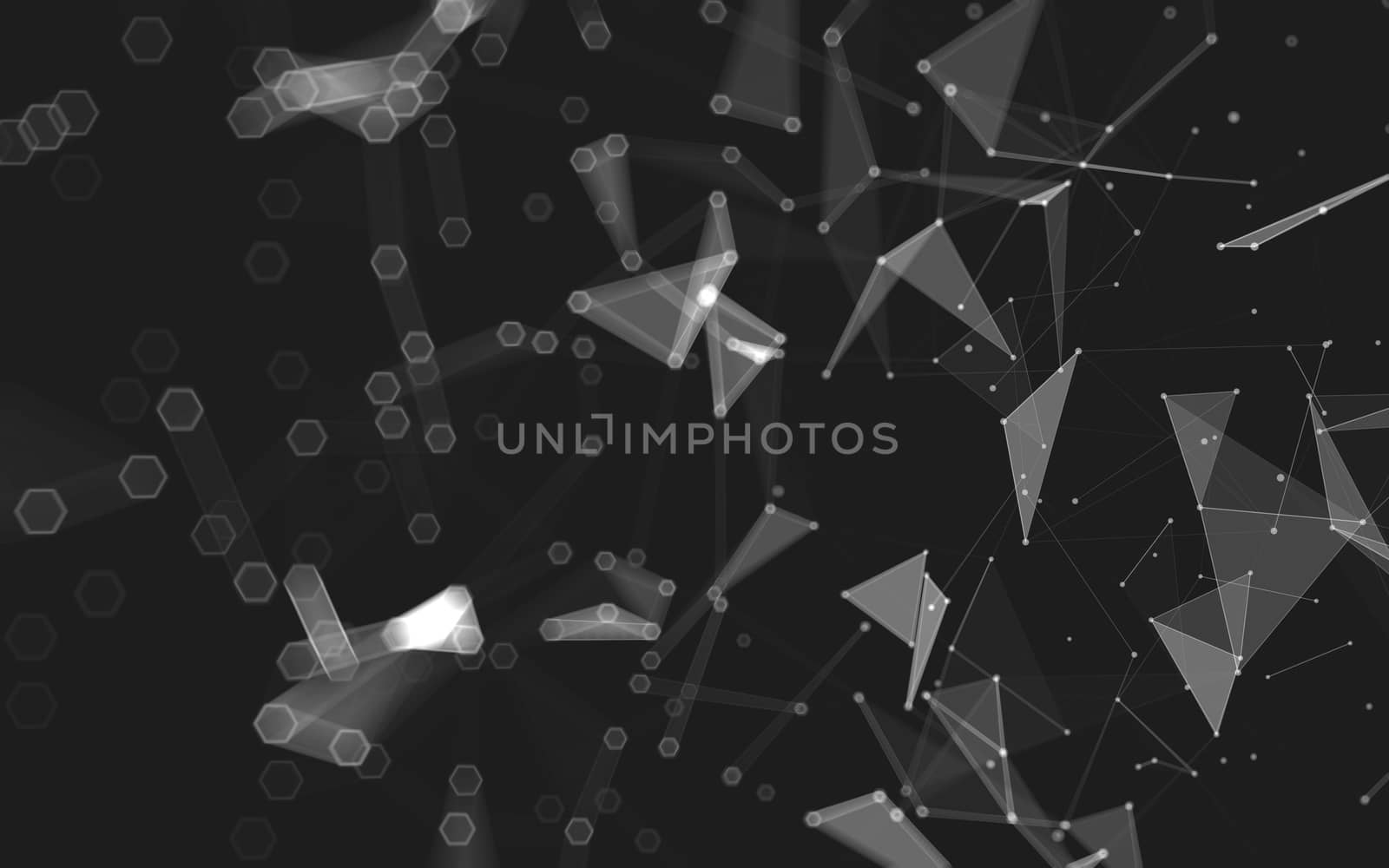 Abstract polygonal space low poly dark background with connecting dots and lines. Connection structure. 3d rendering