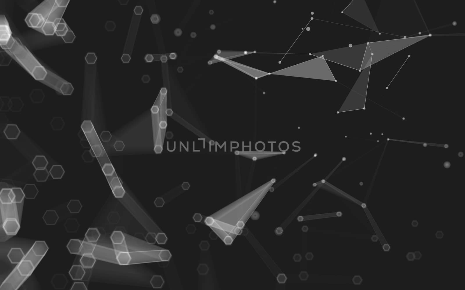 Abstract polygonal space low poly dark background with connecting dots and lines. Connection structure. 3d rendering