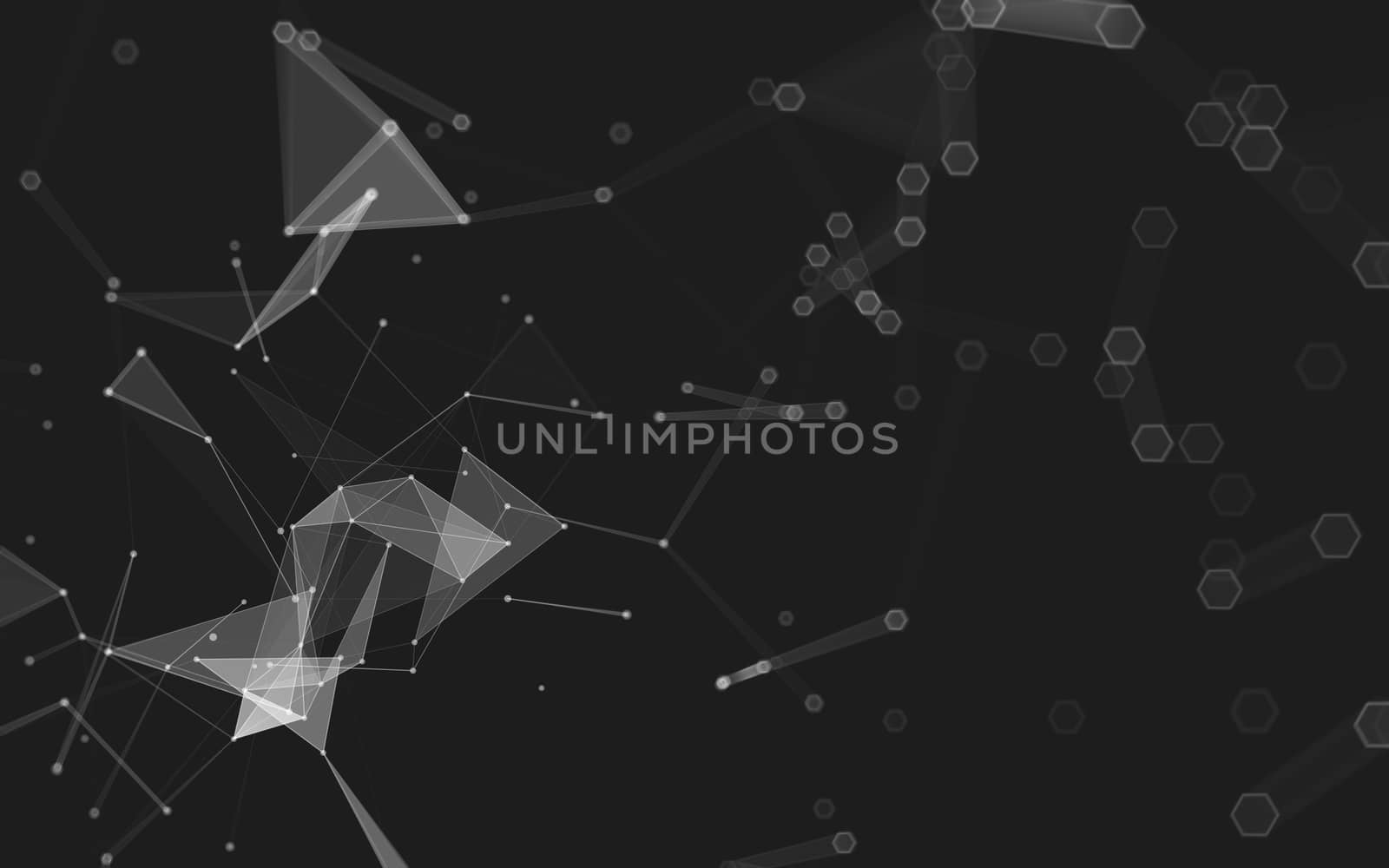 Abstract polygonal space low poly dark background with connecting dots and lines. Connection structure. 3d rendering