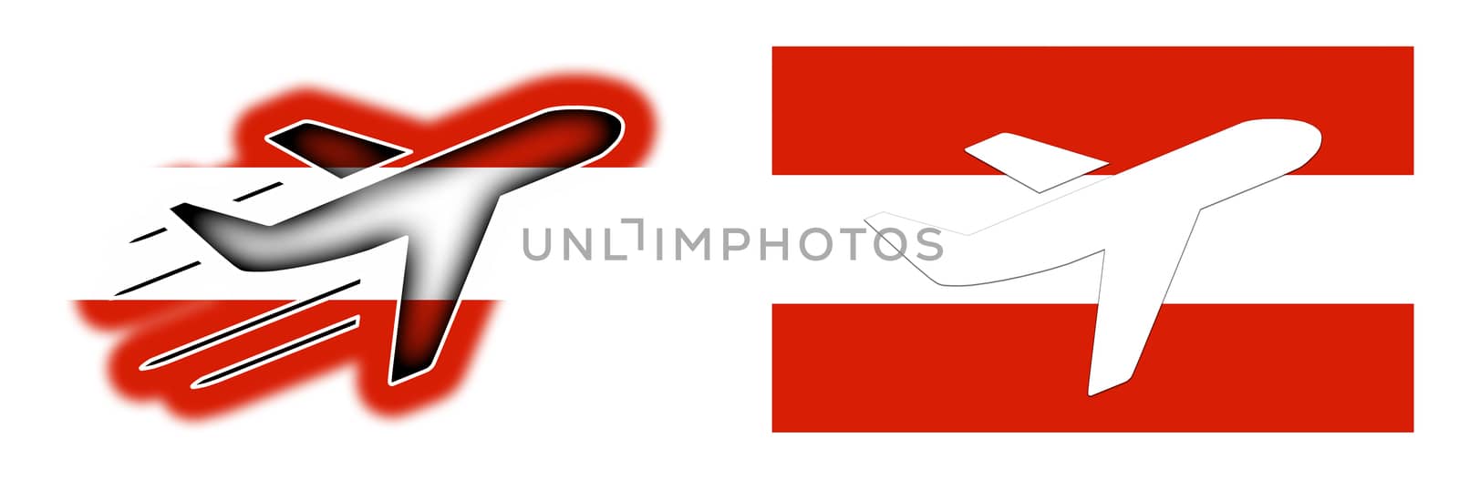 Nation flag - Airplane isolated on white - Austria