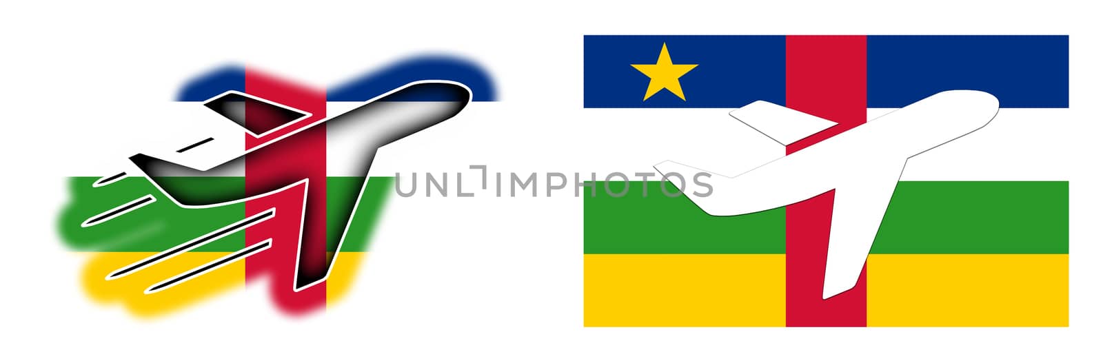 Nation flag - Airplane isolated on white - Central African Republic