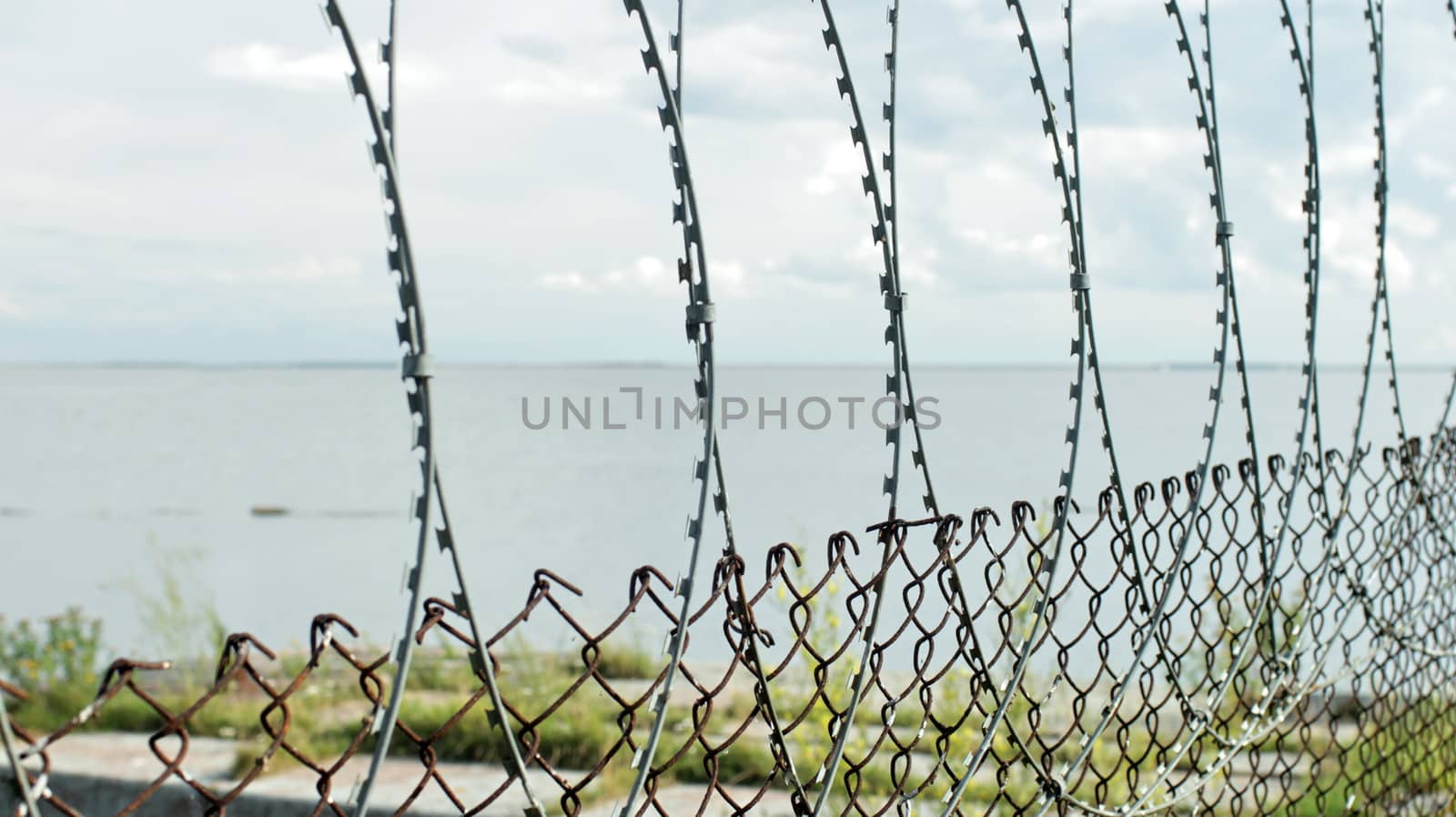 seascape View from the behind the barbed wire