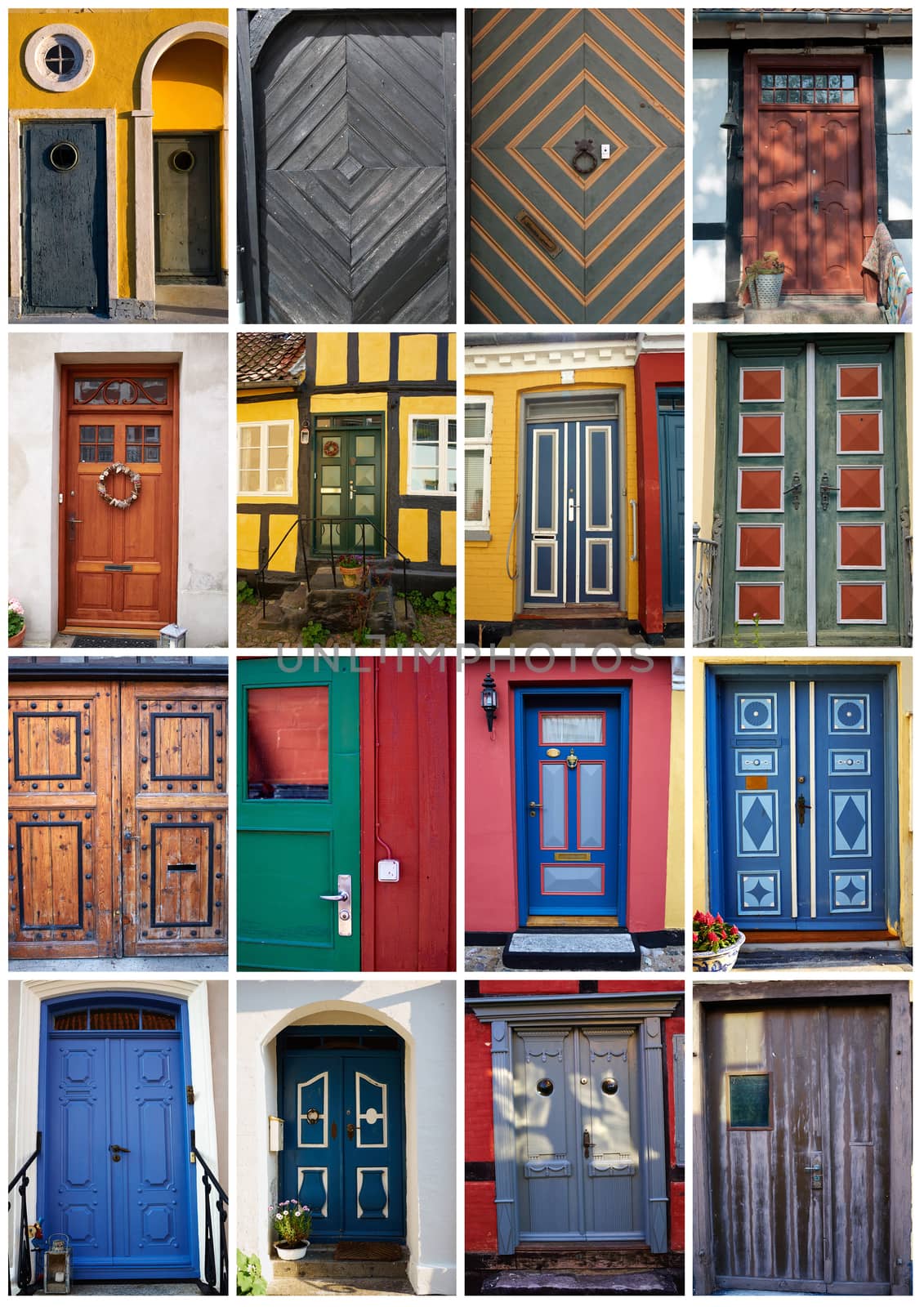 Collage of traditional front doors Denmark by Ronyzmbow