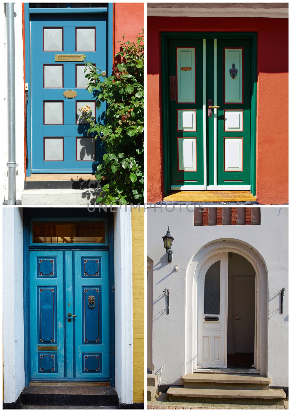Collage of traditional front doors Denmark by Ronyzmbow
