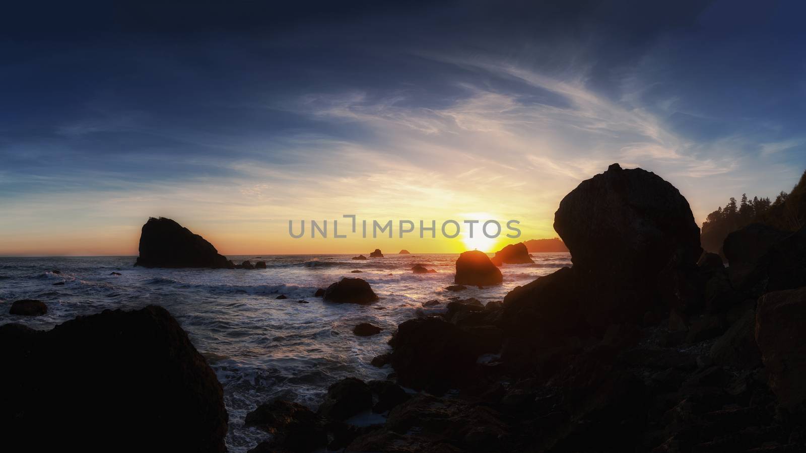 Sunset at a Rocky Beach, Northern California, USA