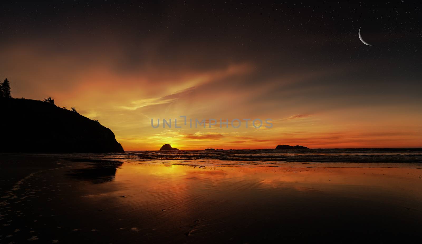 Sunset at a Rocky Beach, Northern California, USA