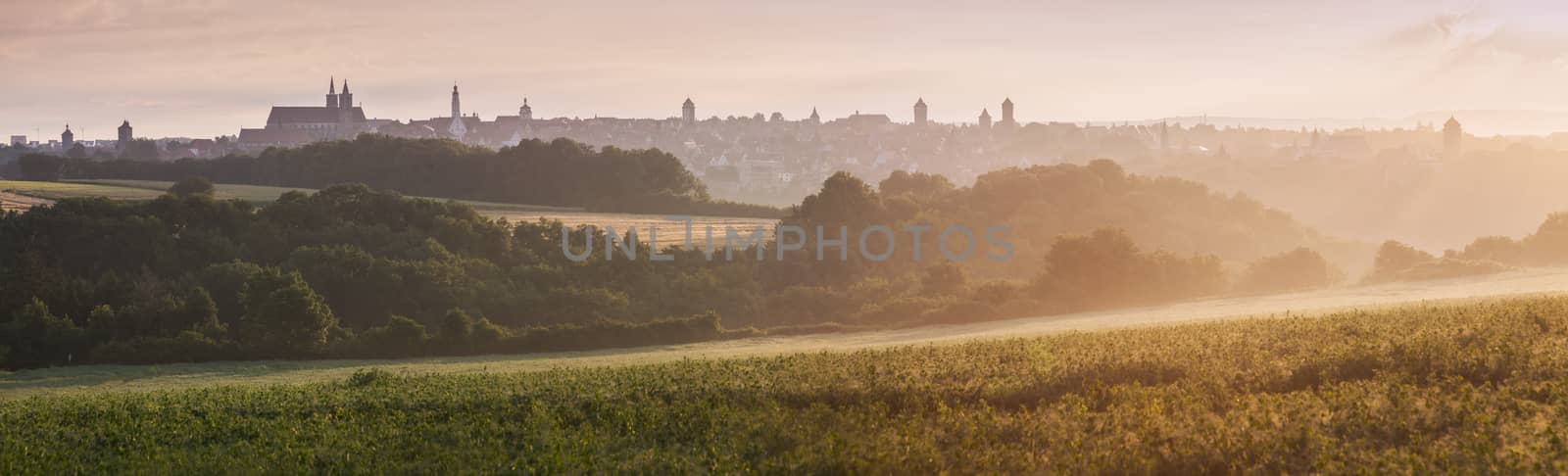 Panorama of Rothenburg at sunrise by benkrut