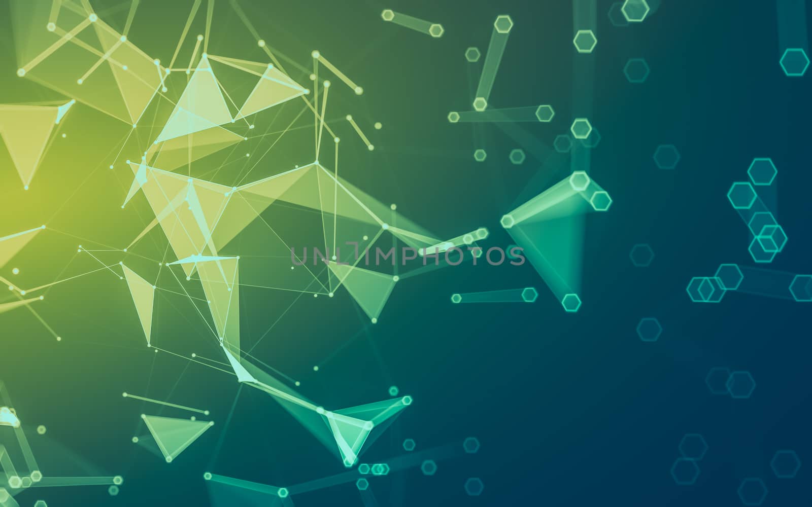 Abstract polygonal space low poly dark background, 3d rendering by teerawit