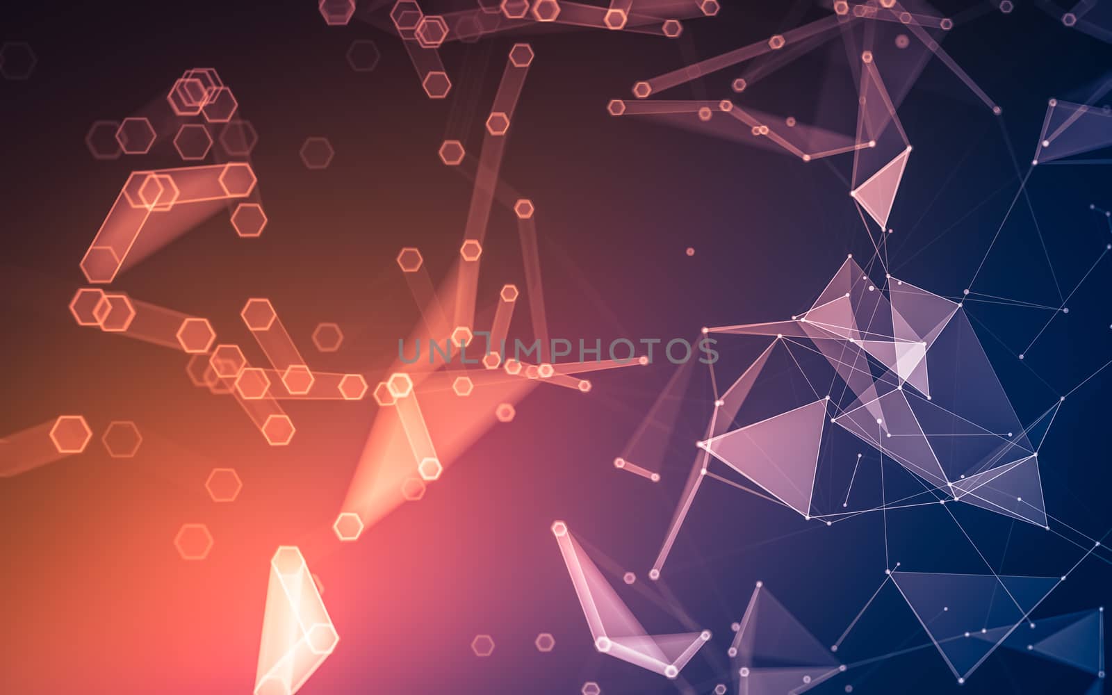 Abstract polygonal space low poly dark background, 3d rendering by teerawit