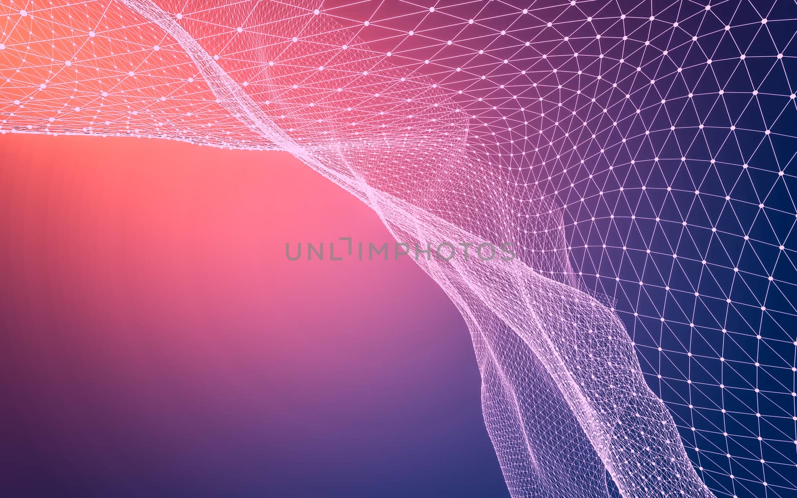 Abstract polygonal space low poly dark background, 3d rendering by teerawit