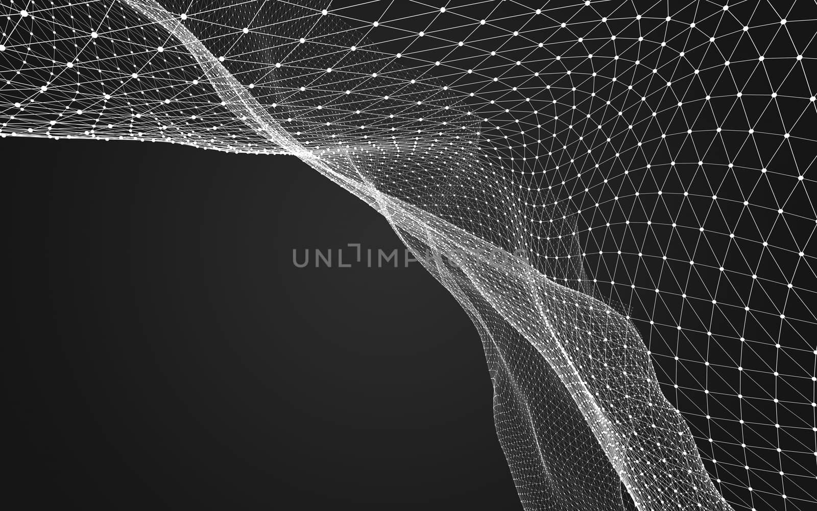 Abstract polygonal space low poly dark background with connecting dots and lines. Connection structure. 3d rendering