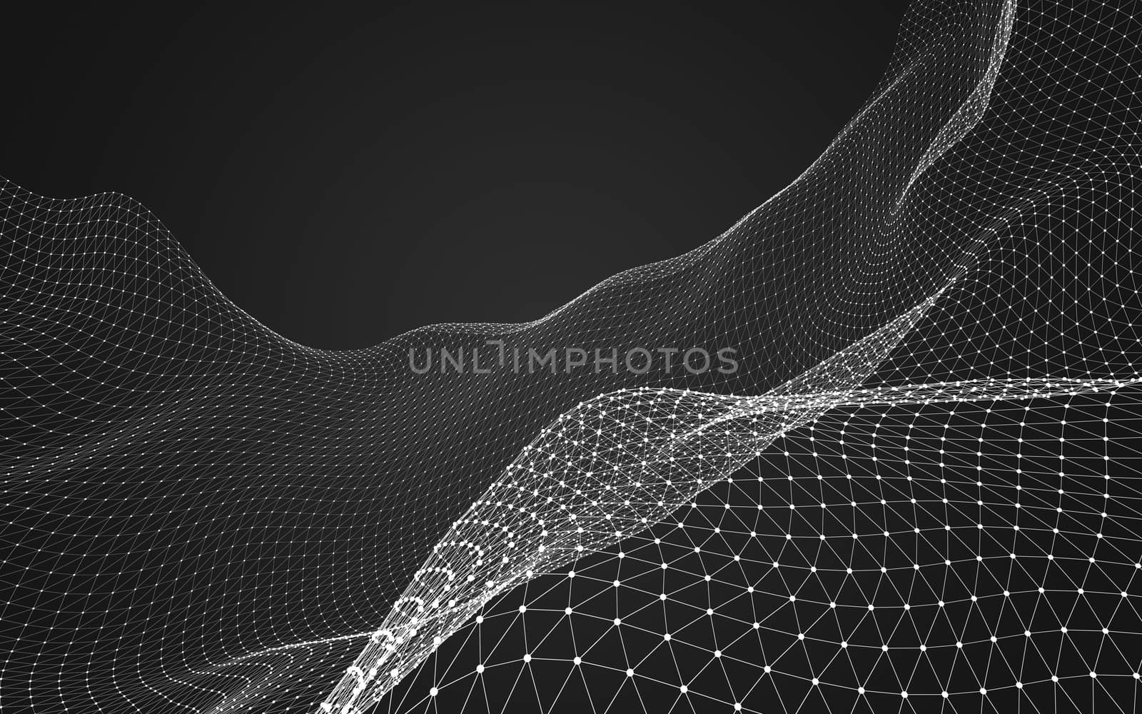 Abstract polygonal space low poly dark background with connecting dots and lines. Connection structure. 3d rendering