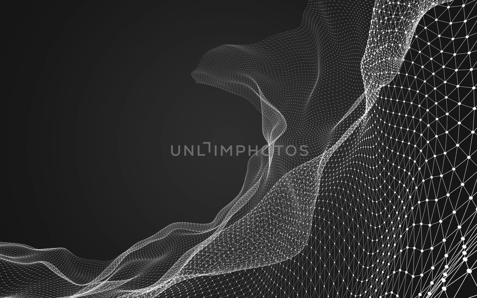 Abstract polygonal space low poly dark background, 3d rendering by teerawit