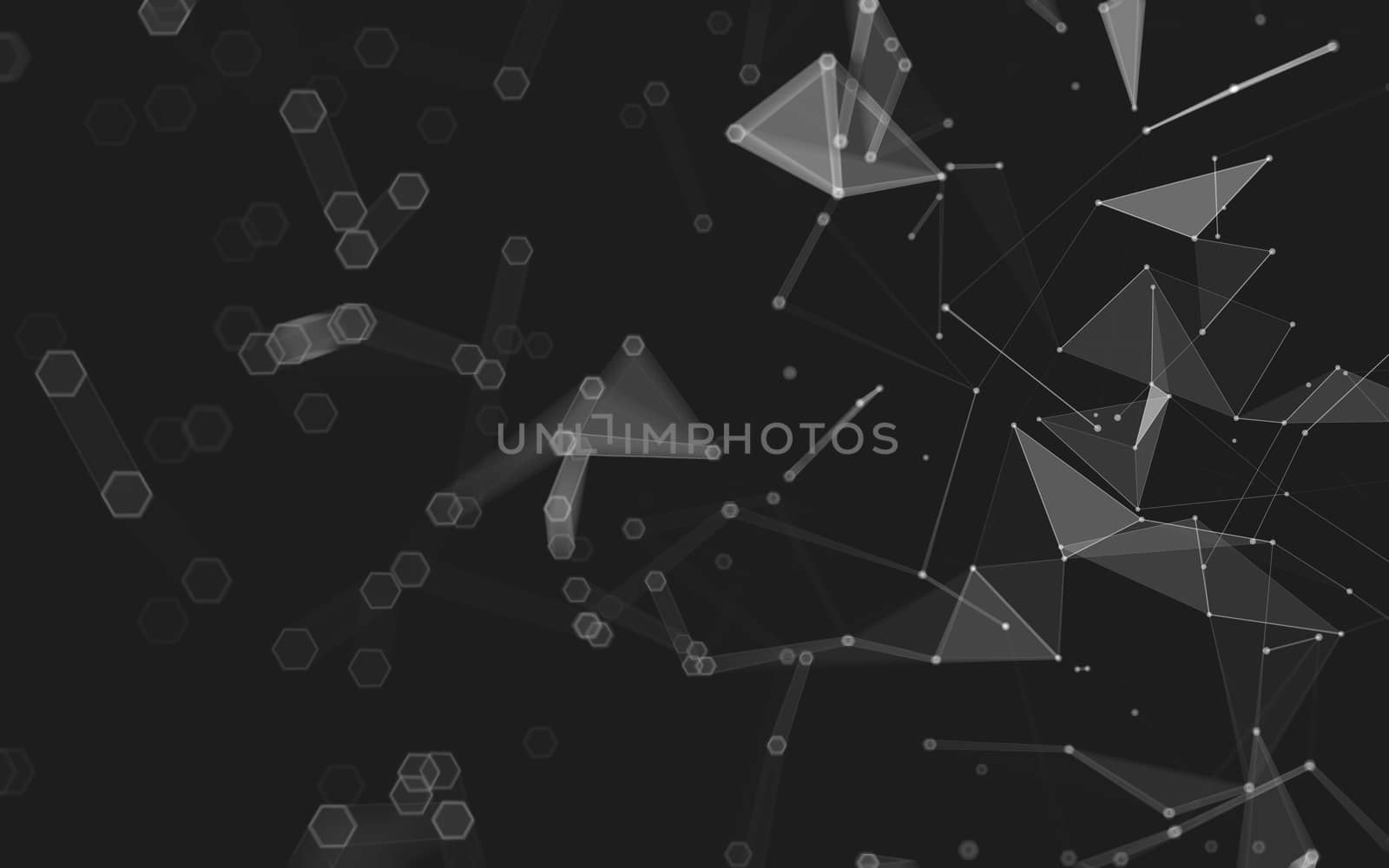 Abstract polygonal space low poly dark background, 3d rendering by teerawit