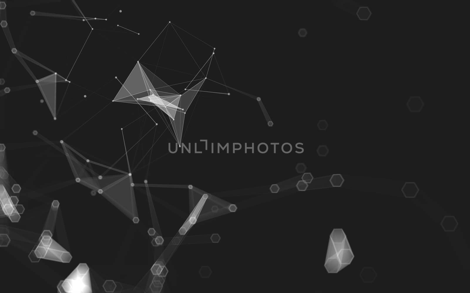 Abstract polygonal space low poly dark background, 3d rendering by teerawit